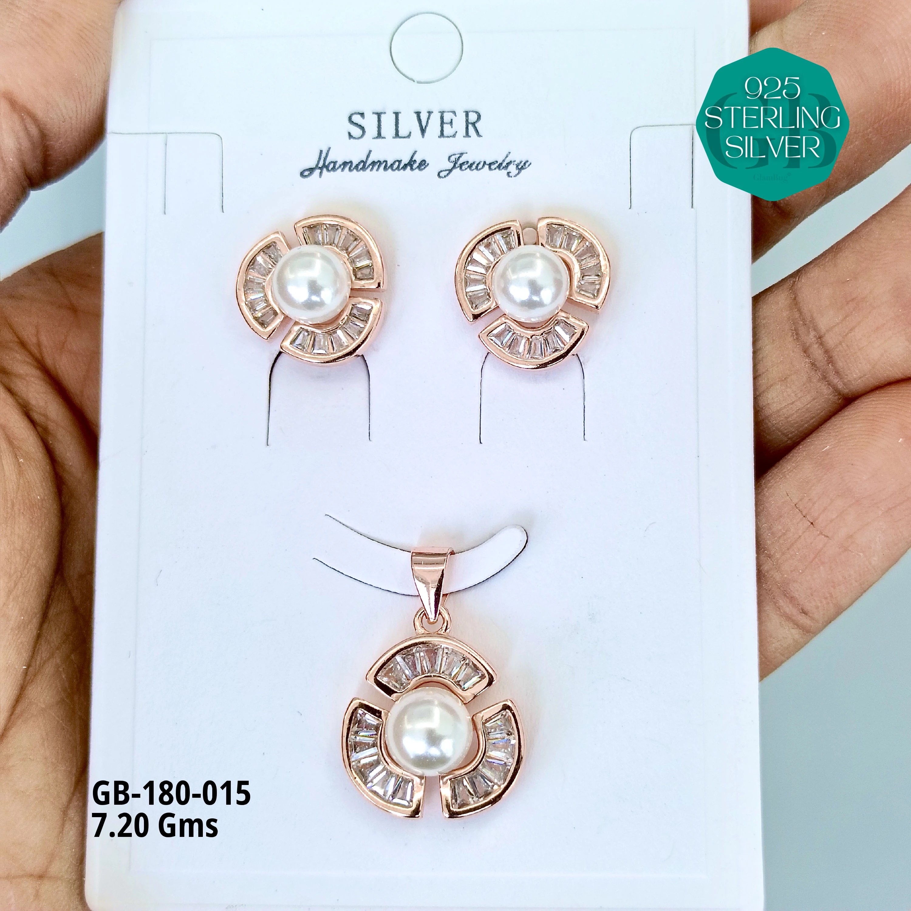 LUXURY PENDANT SETS - Premium 925 Silver Jewellery - SKU: GB-180-015 - Hyderabad Silver Importers