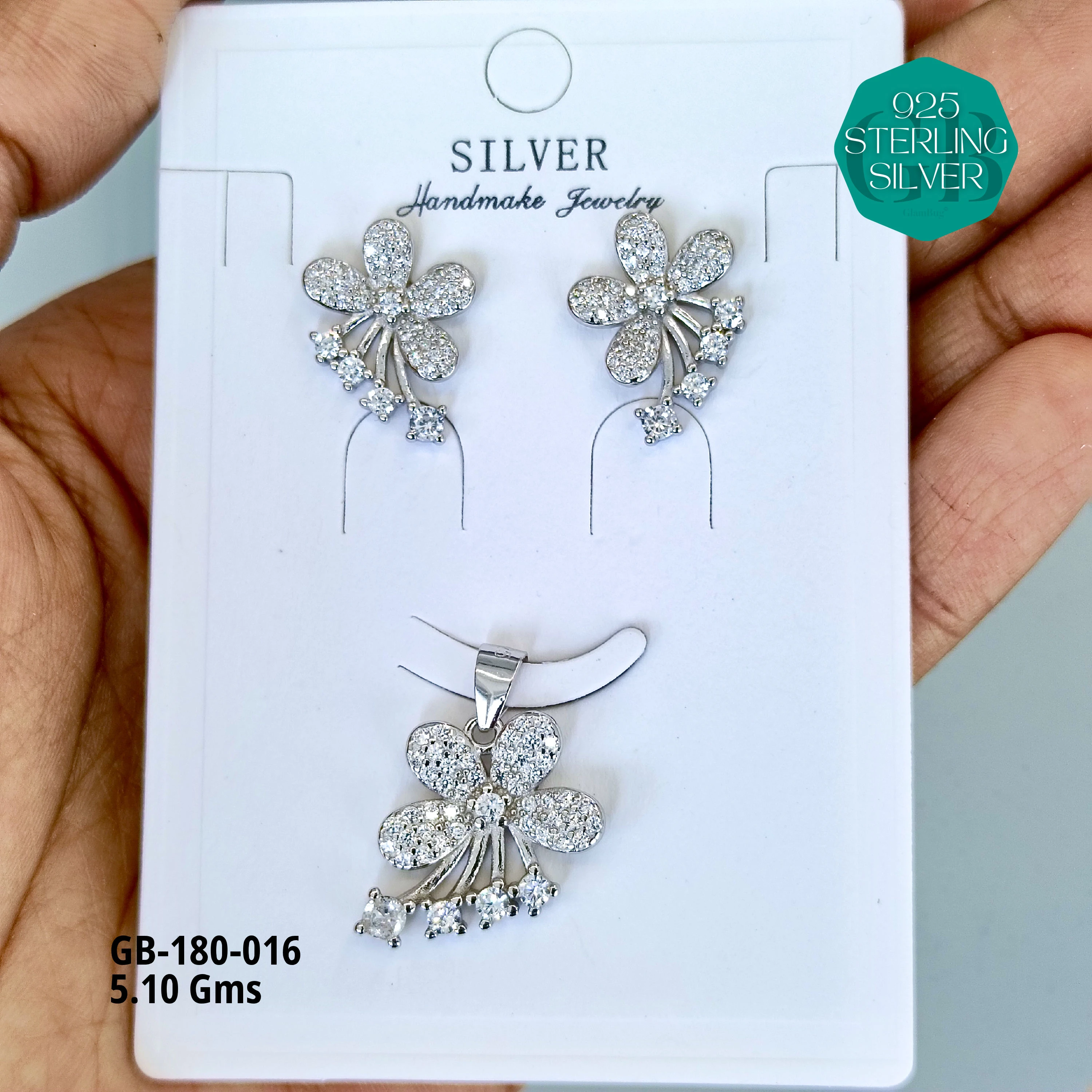 LUXURY PENDANT SETS - Premium 925 Silver Jewellery - SKU: GB-180-016 - Hyderabad Silver Importers