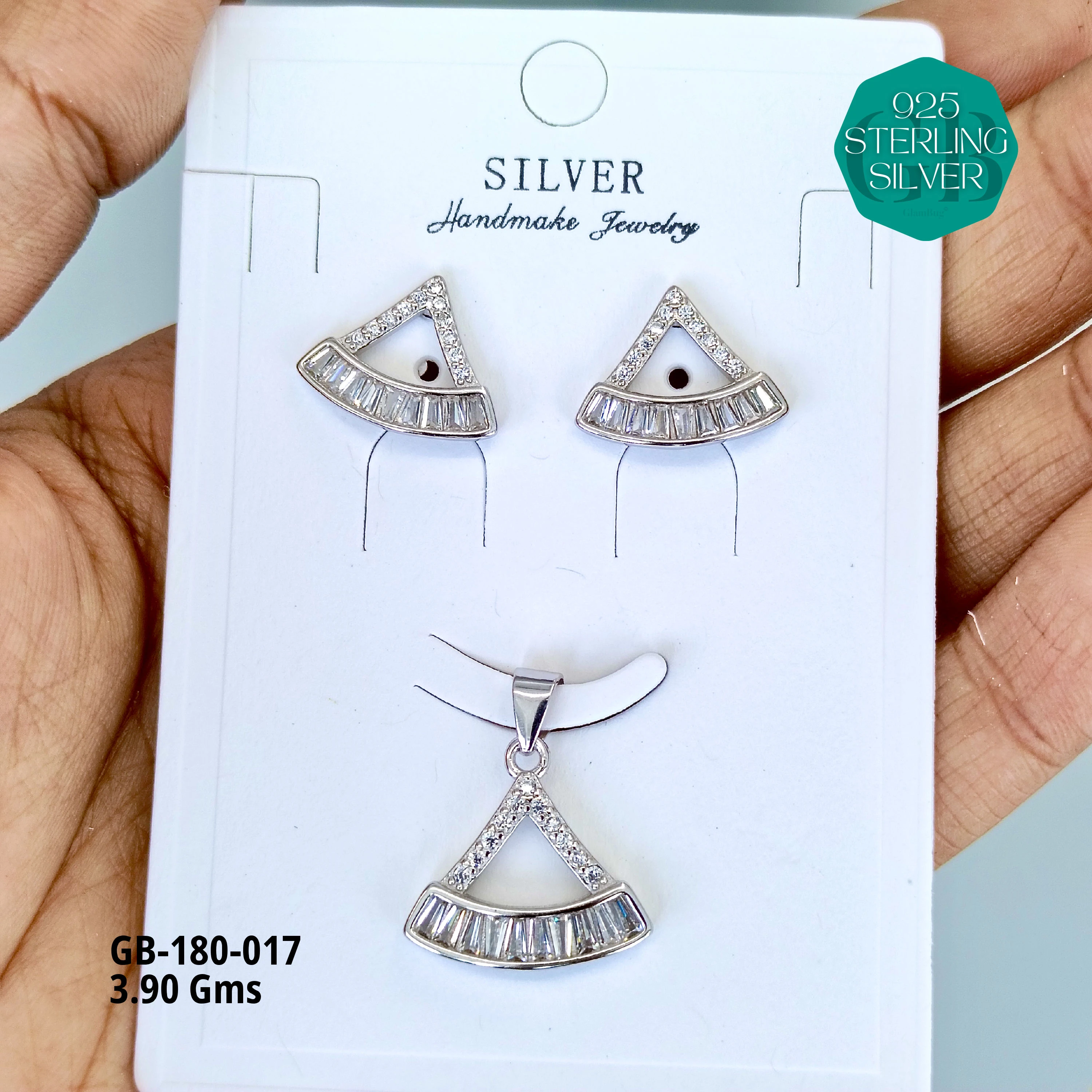 LUXURY PENDANT SETS - Premium 925 Silver Jewellery - SKU: GB-180-017 - Hyderabad Silver Importers