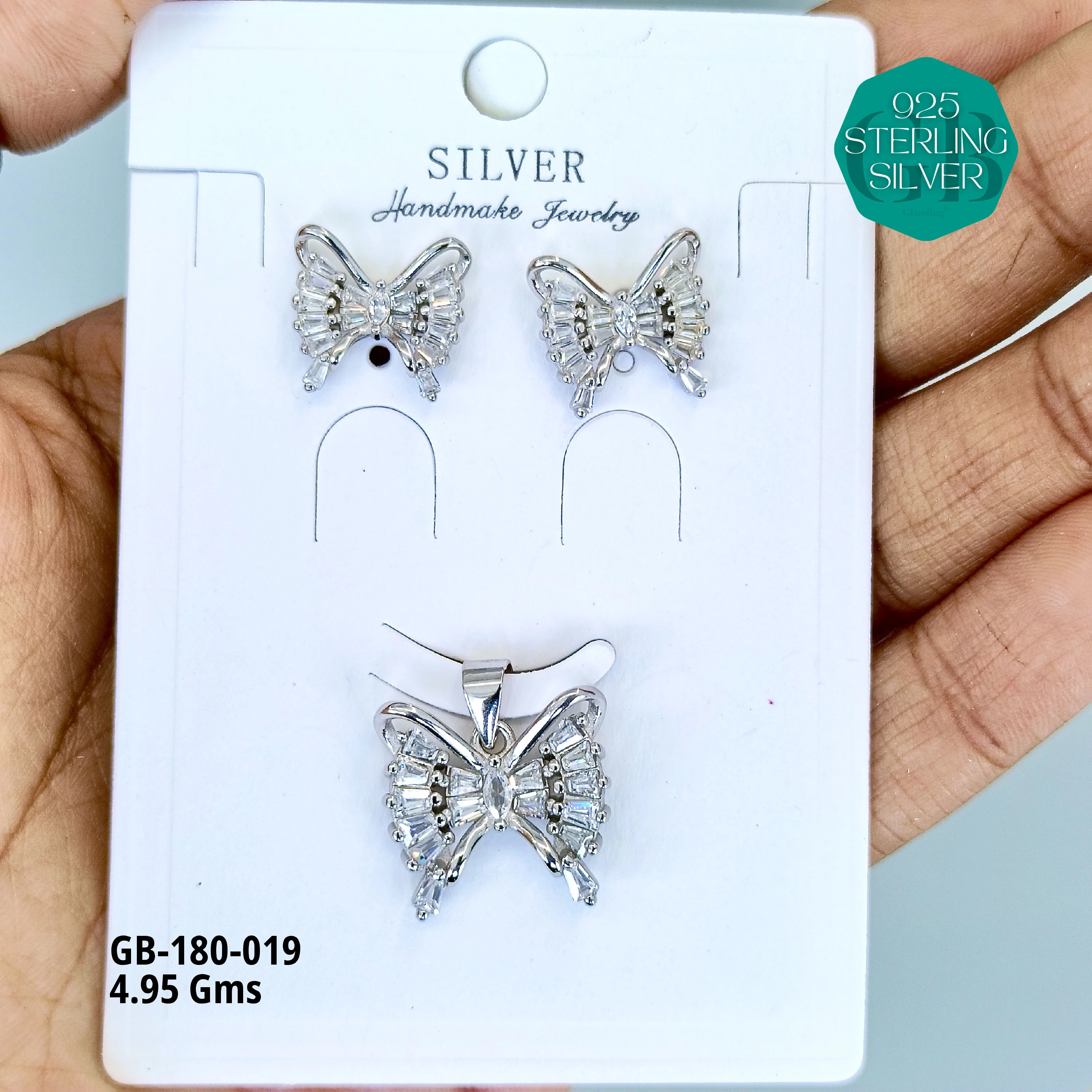 LUXURY PENDANT SETS - Premium 925 Silver Jewellery - SKU: GB-180-019 - Hyderabad Silver Importers