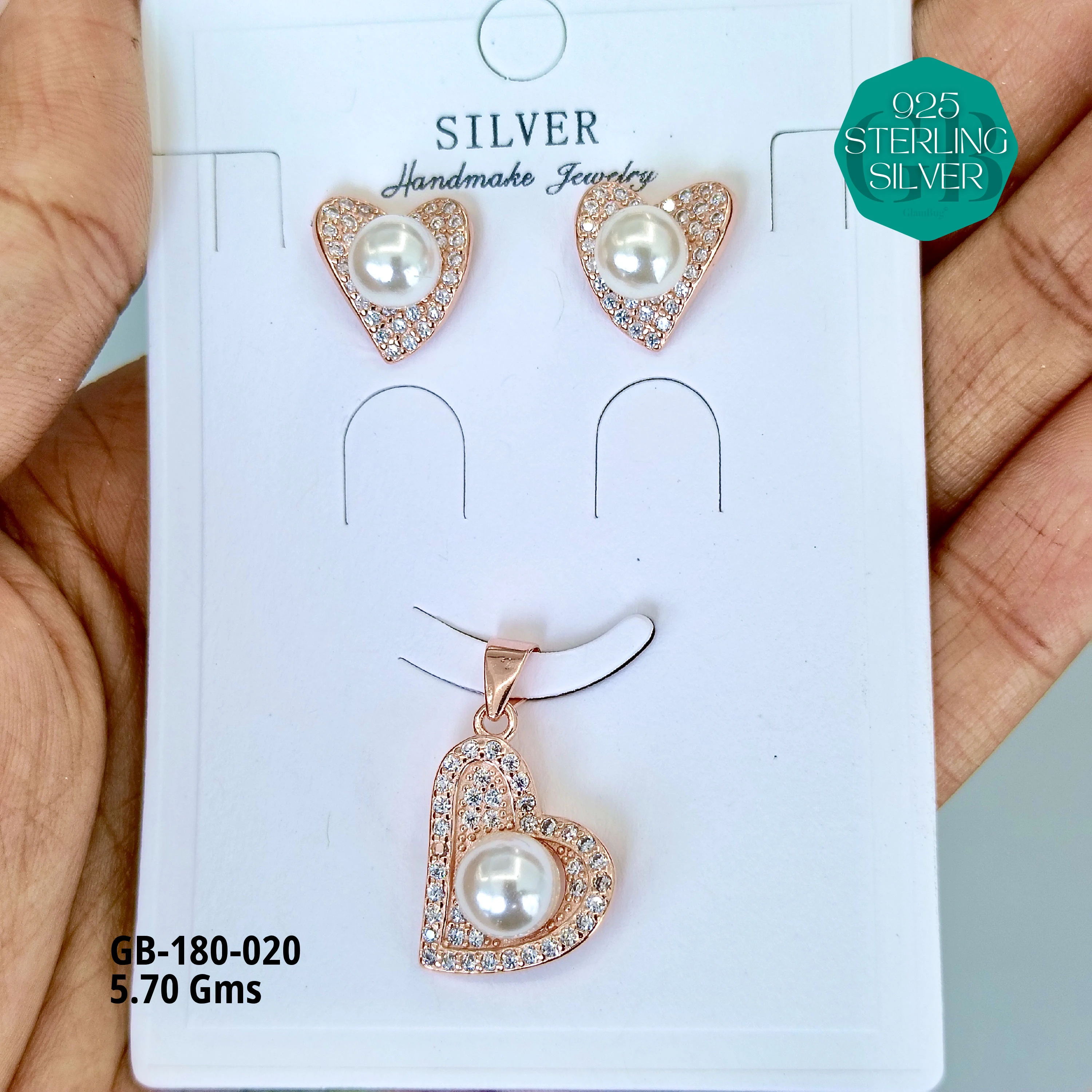 LUXURY PENDANT SETS - Premium 925 Silver Jewellery - SKU: GB-180-020 - Hyderabad Silver Importers