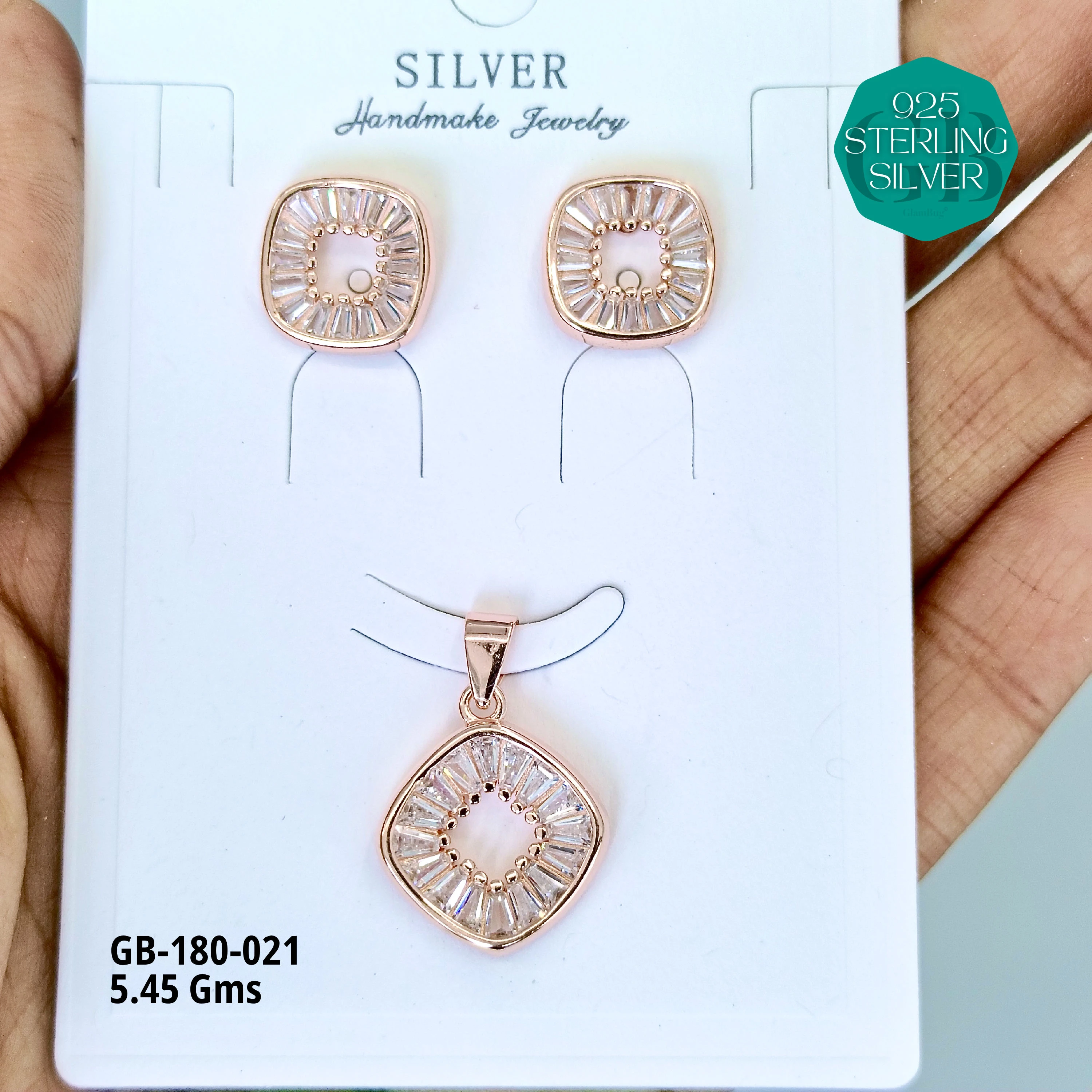 LUXURY PENDANT SETS - Premium 925 Silver Jewellery - SKU: GB-180-021 - Hyderabad Silver Importers