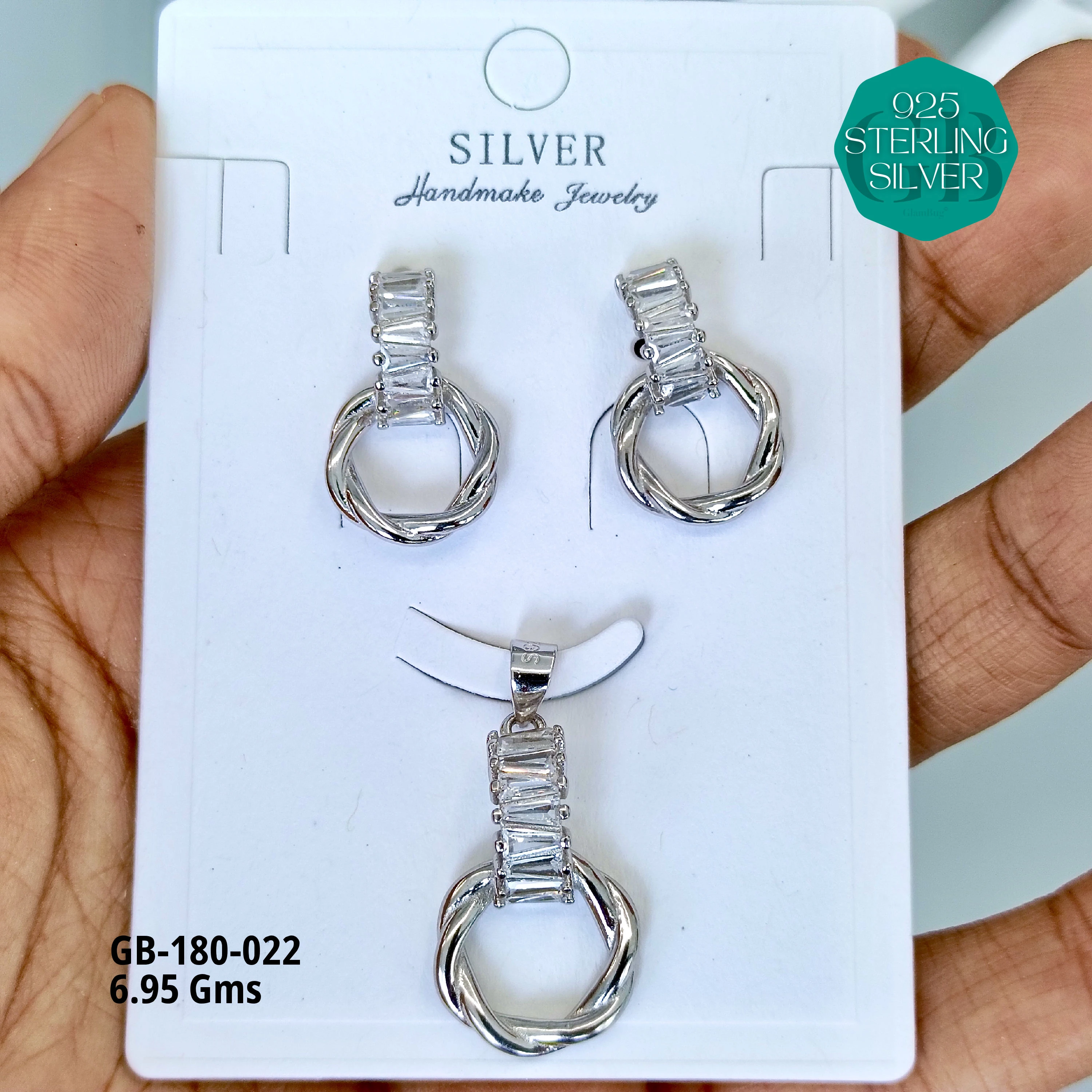 LUXURY PENDANT SETS - Premium 925 Silver Jewellery - SKU: GB-180-022 - Hyderabad Silver Importers