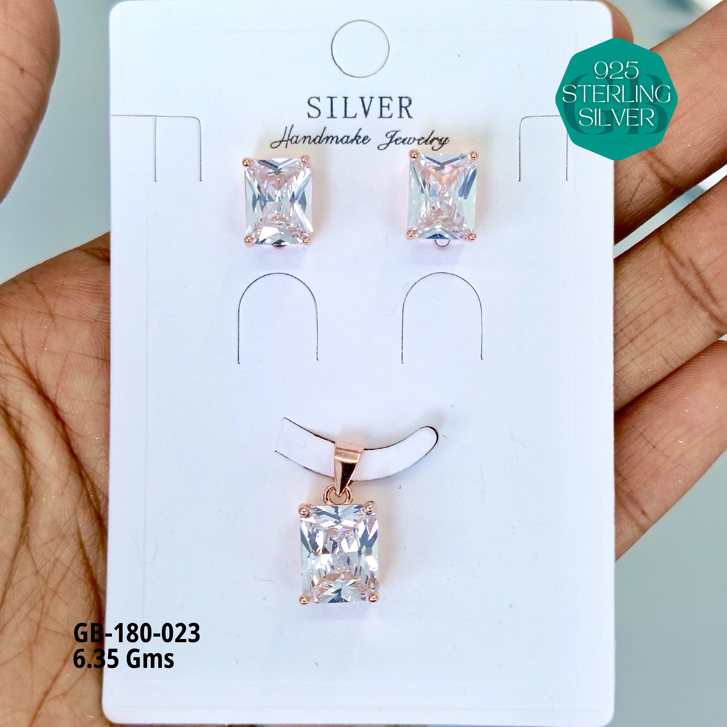 LUXURY PENDANT SETS - Premium 925 Silver Jewellery - SKU: GB-180-023 - Hyderabad Silver Importers