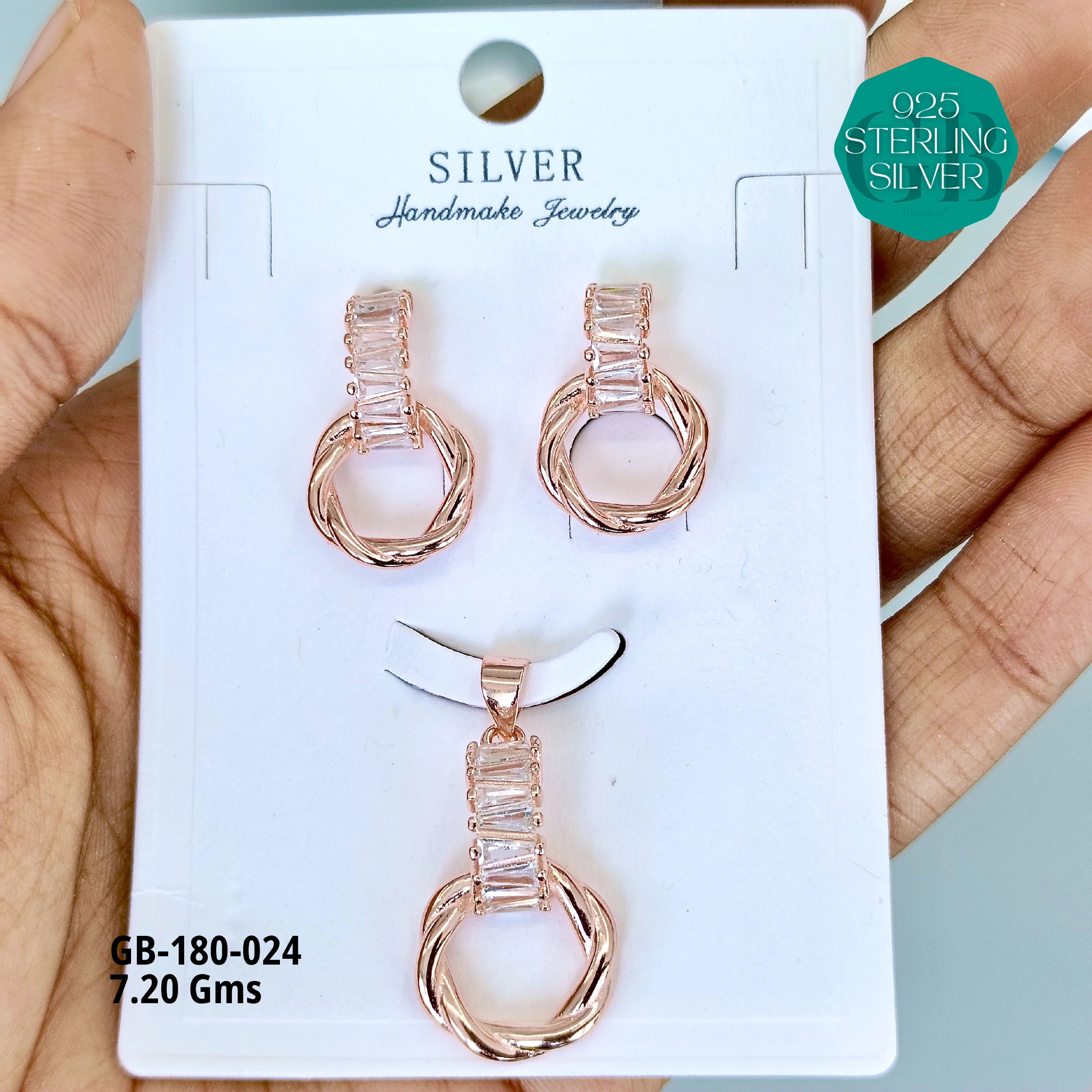 LUXURY PENDANT SETS - Premium 925 Silver Jewellery - SKU: GB-180-024 - Hyderabad Silver Importers