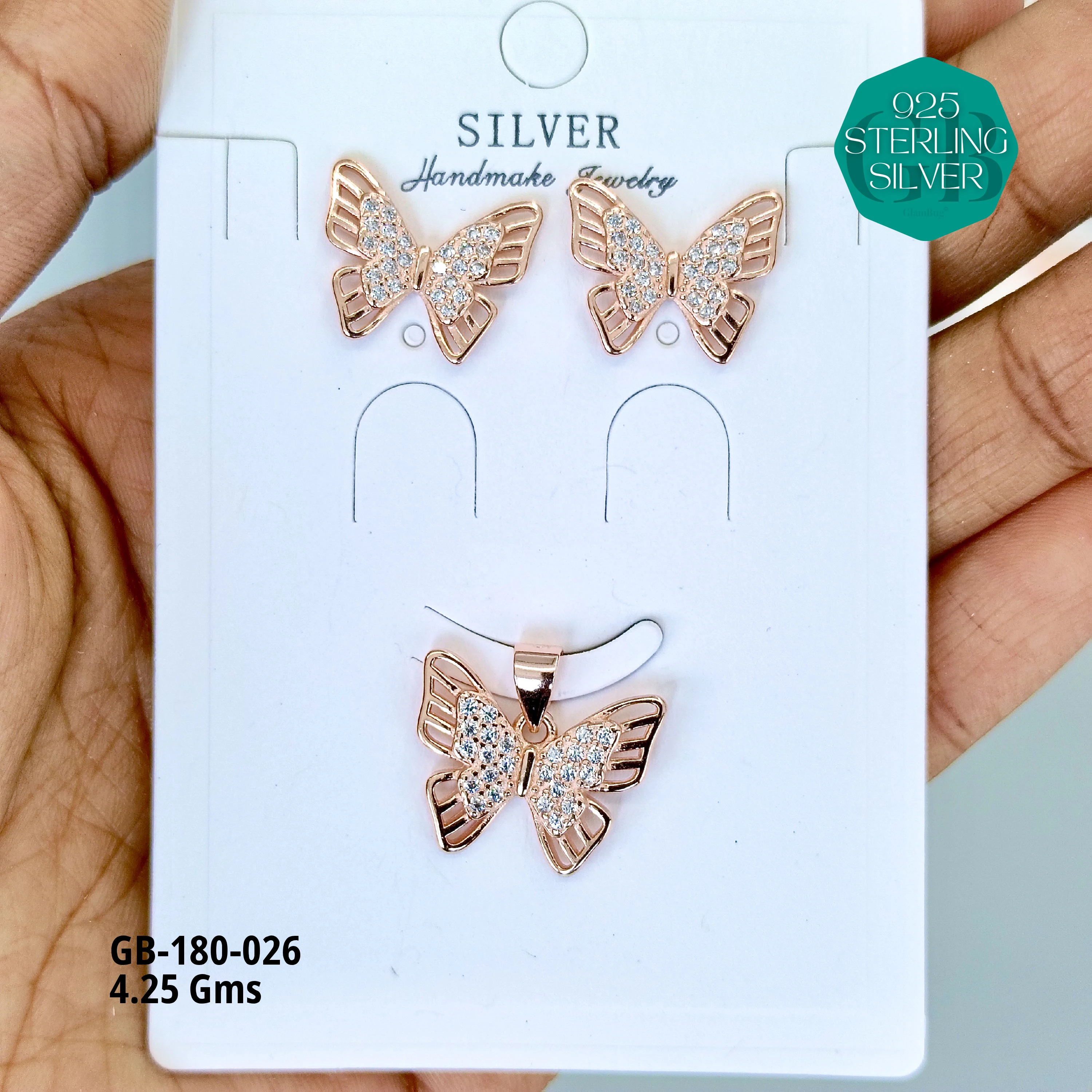 LUXURY PENDANT SETS - Premium 925 Silver Jewellery - SKU: GB-180-026 - Hyderabad Silver Importers