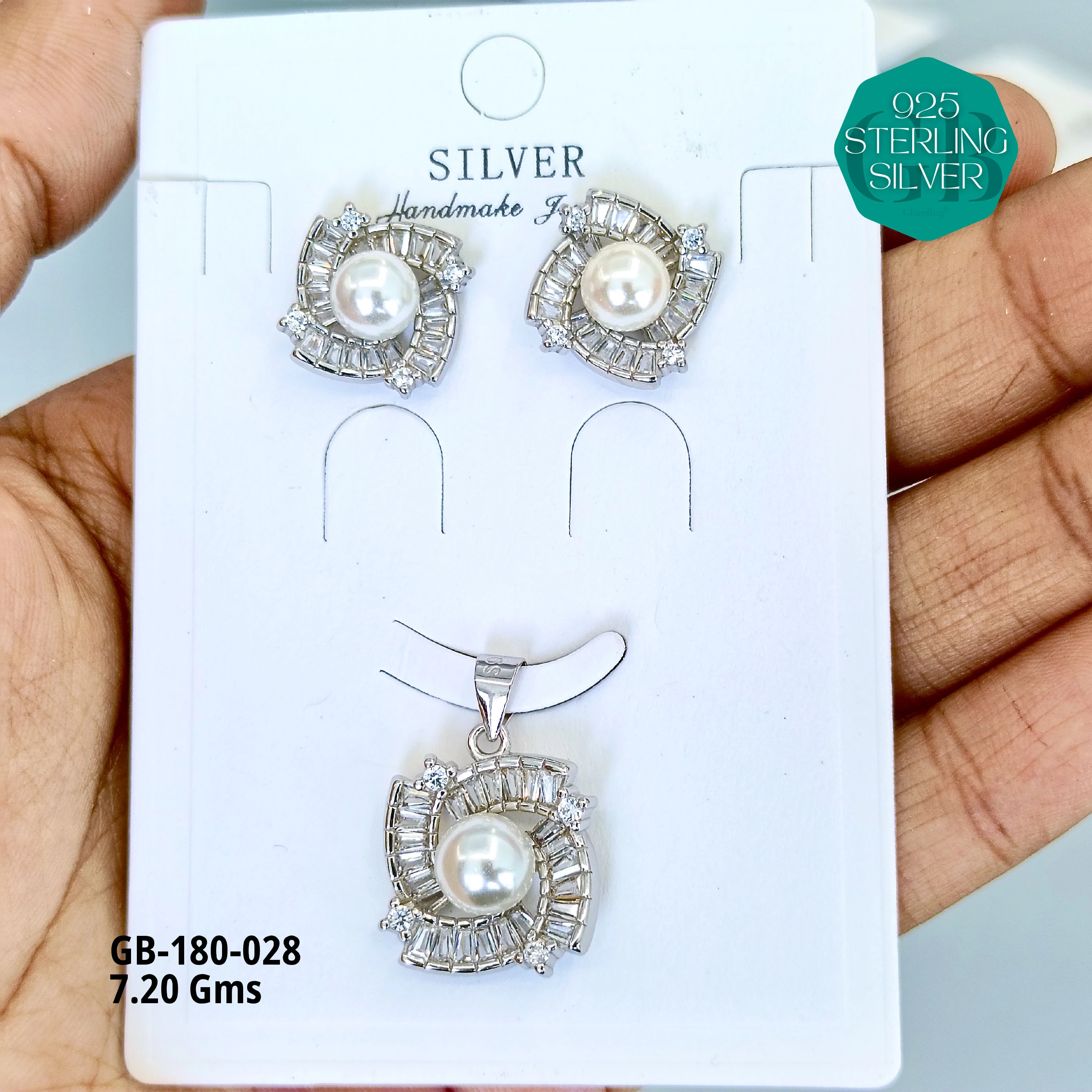 LUXURY PENDANT SETS - Premium 925 Silver Jewellery - SKU: GB-180-028 - Hyderabad Silver Importers