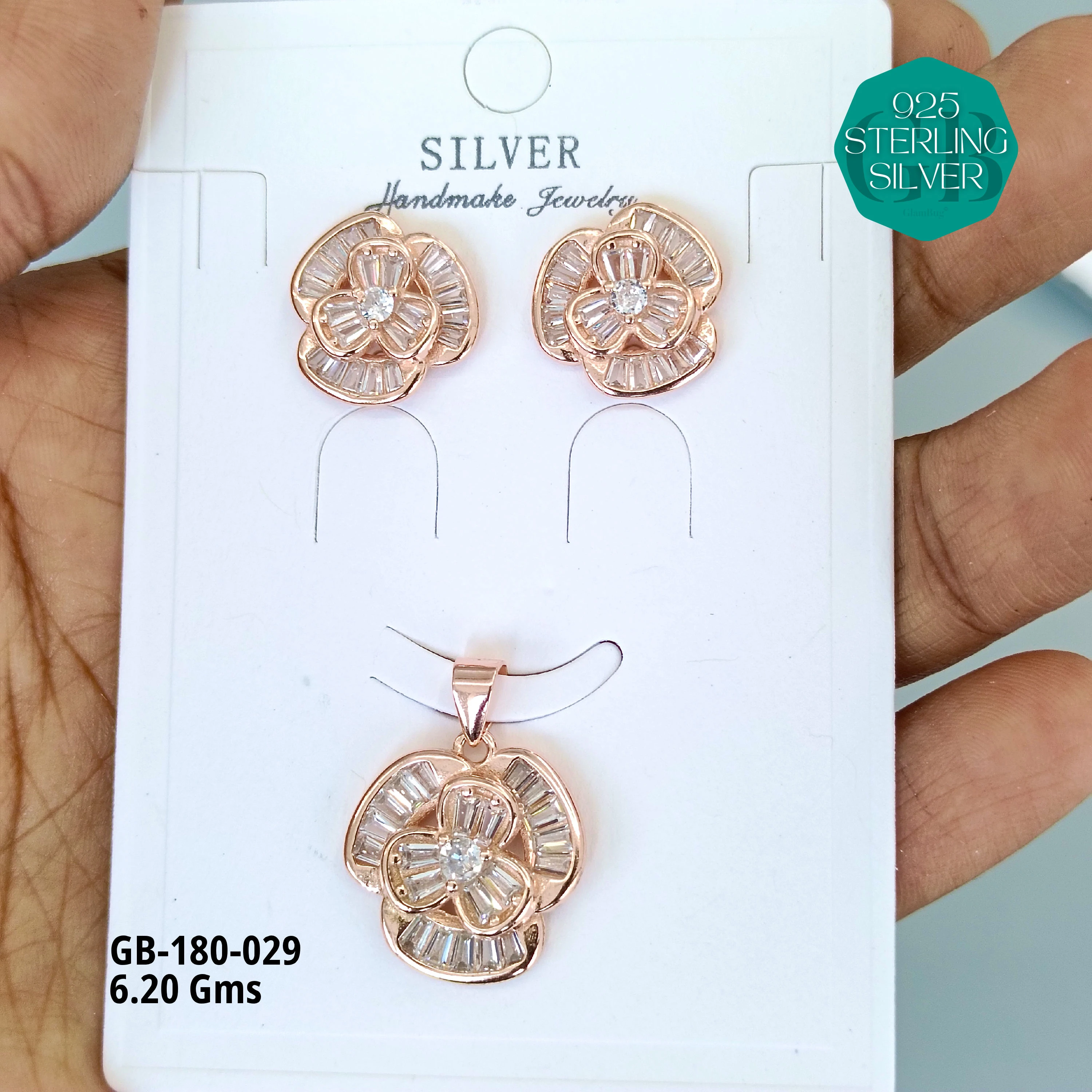 LUXURY PENDANT SETS - Premium 925 Silver Jewellery - SKU: GB-180-029 - Hyderabad Silver Importers