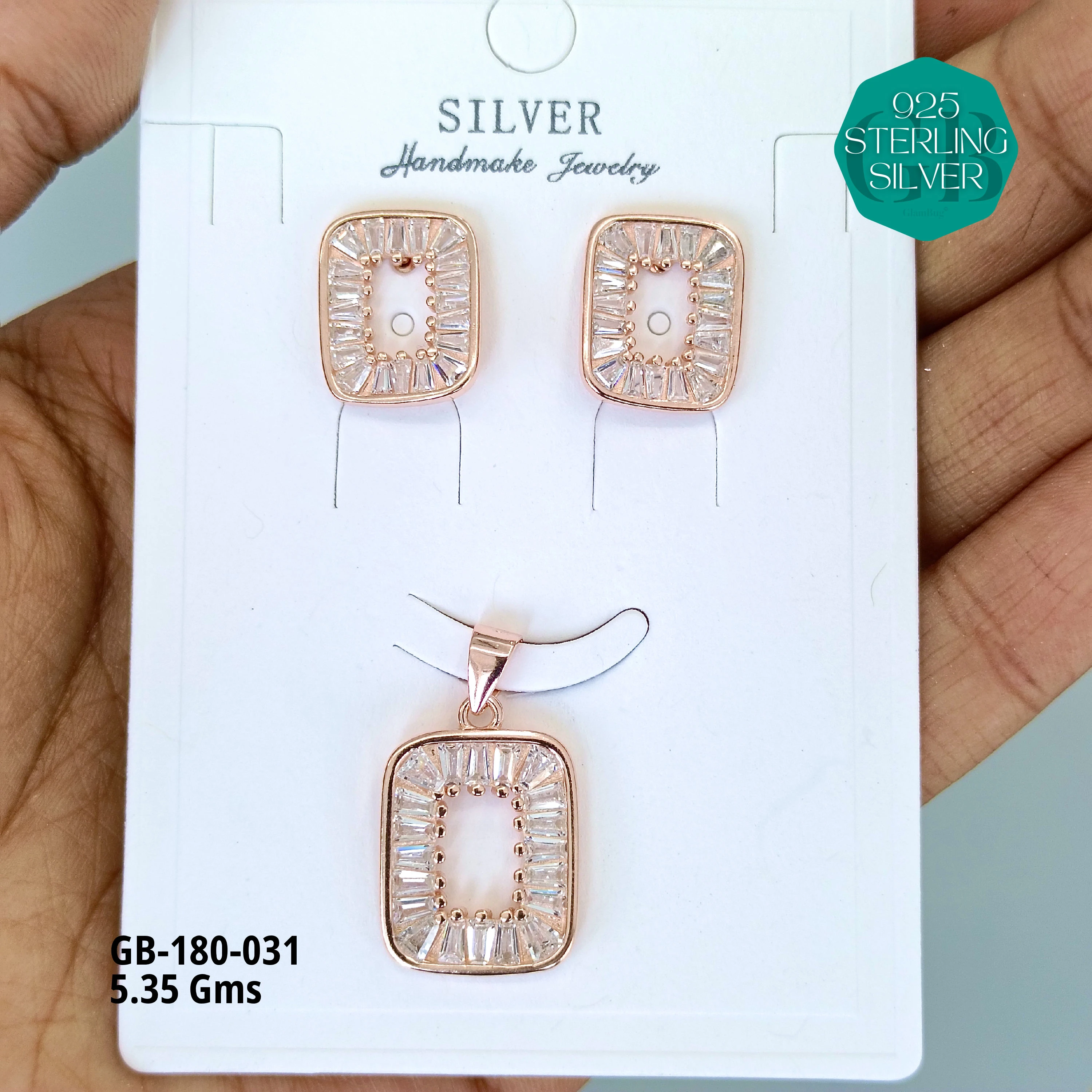 LUXURY PENDANT SETS - Premium 925 Silver Jewellery - SKU: GB-180-031 - Hyderabad Silver Importers