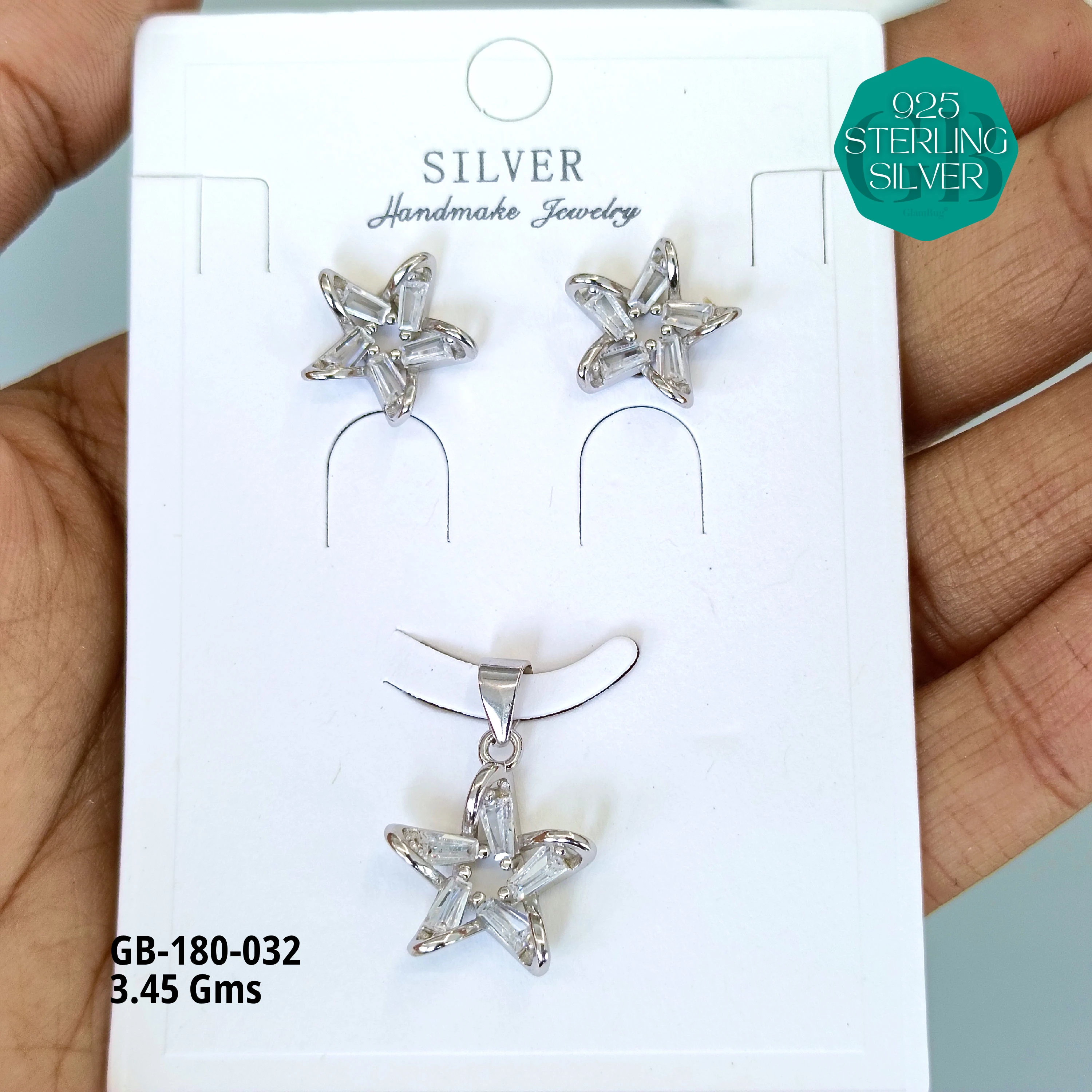 LUXURY PENDANT SETS - Premium 925 Silver Jewellery - SKU: GB-180-032 - Hyderabad Silver Importers