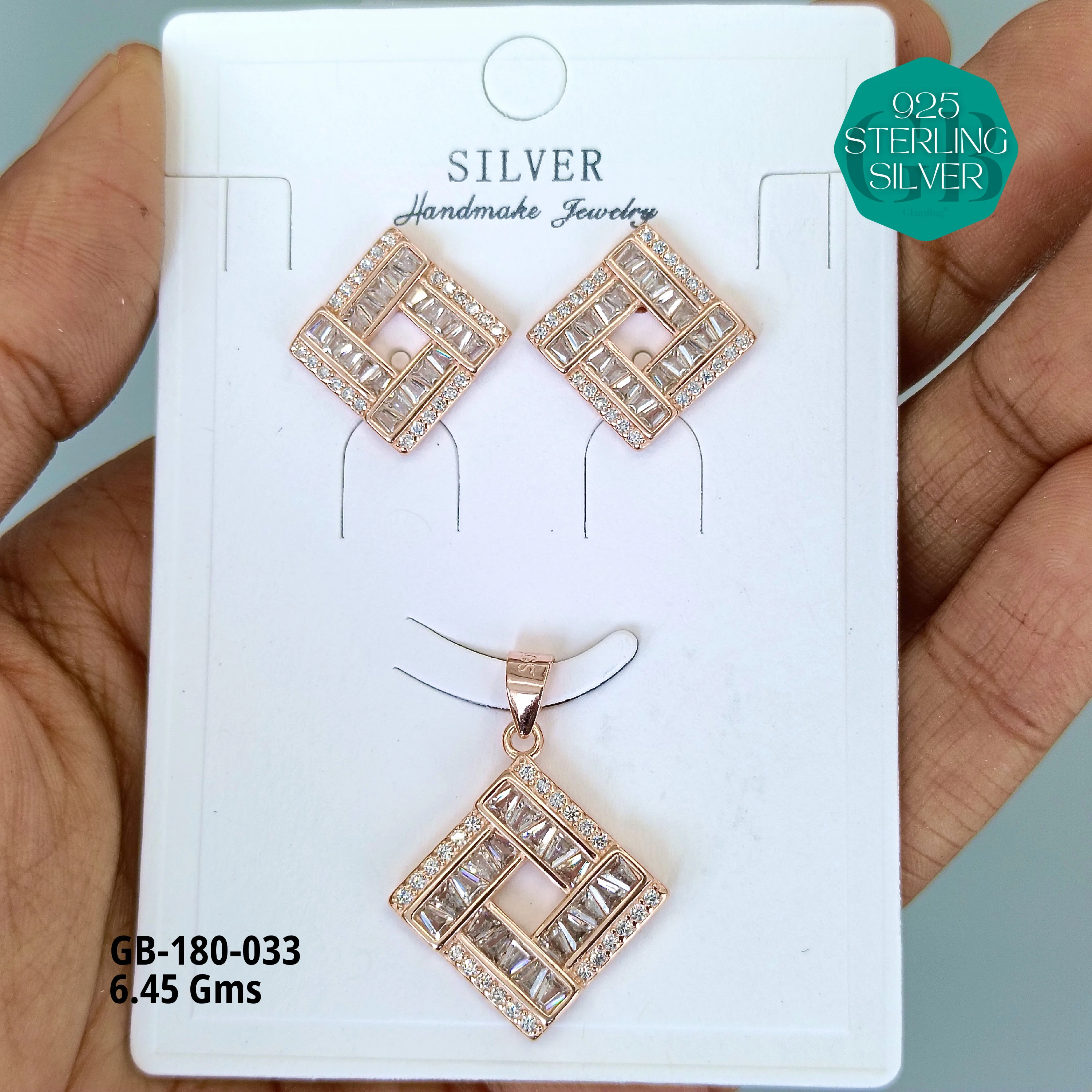 LUXURY PENDANT SETS - Premium 925 Silver Jewellery - SKU: GB-180-033 - Hyderabad Silver Importers