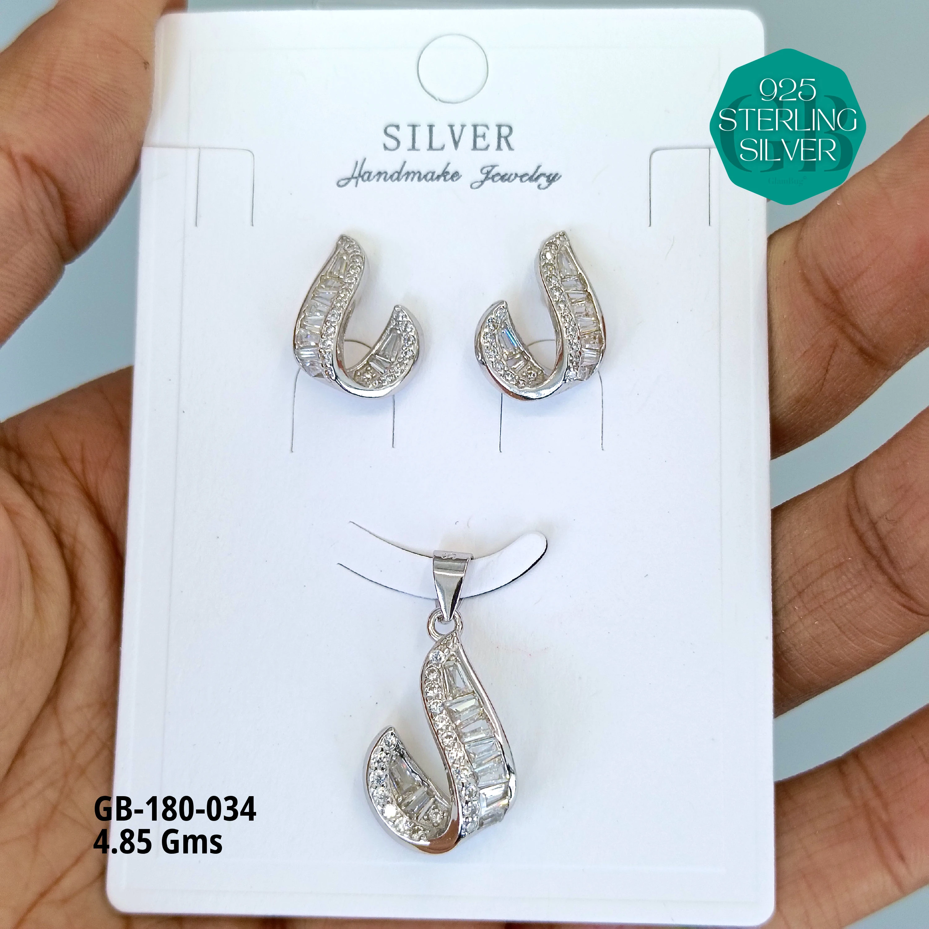 LUXURY PENDANT SETS - Premium 925 Silver Jewellery - SKU: GB-180-034 - Hyderabad Silver Importers