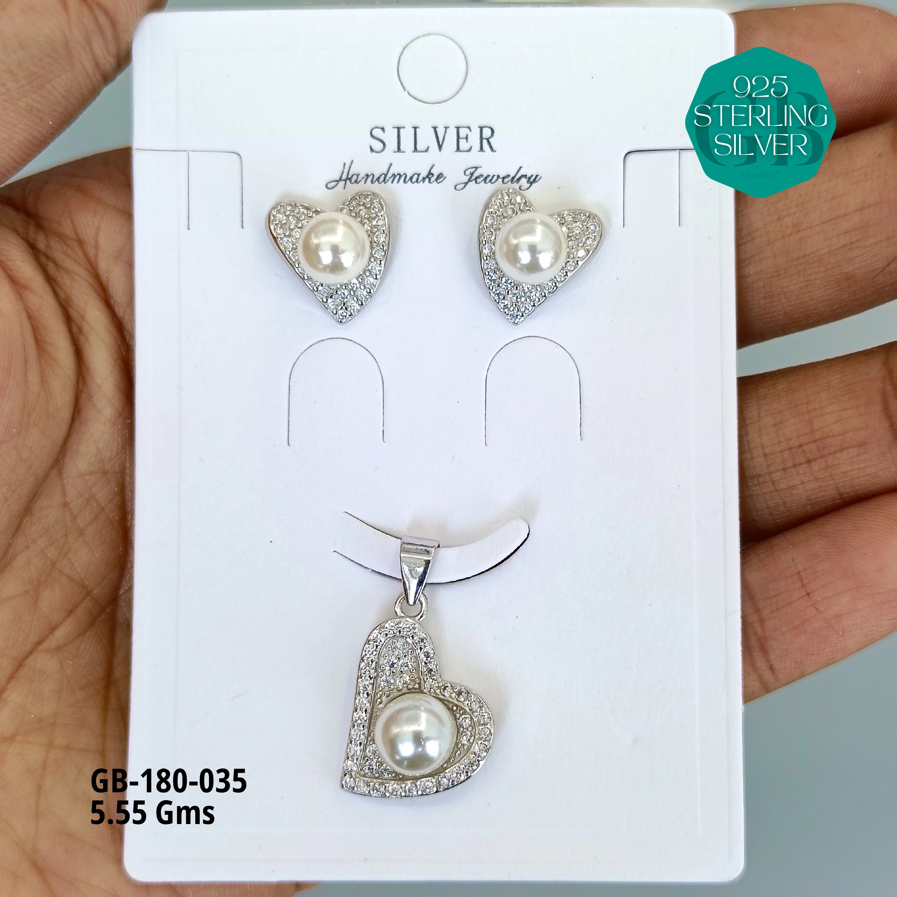 LUXURY PENDANT SETS - Premium 925 Silver Jewellery - SKU: GB-180-035 - Hyderabad Silver Importers