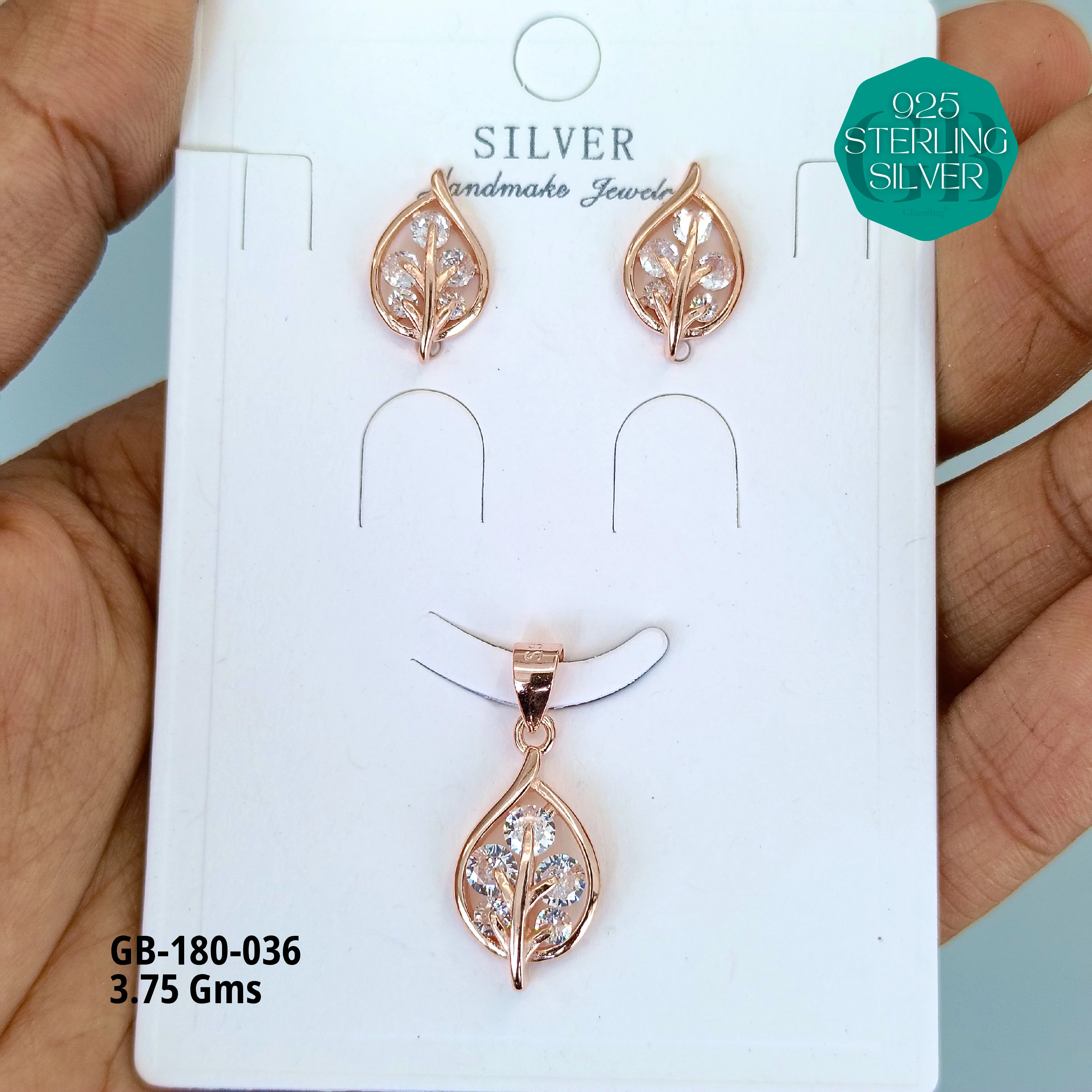 LUXURY PENDANT SETS - Premium 925 Silver Jewellery - SKU: GB-180-036 - Hyderabad Silver Importers