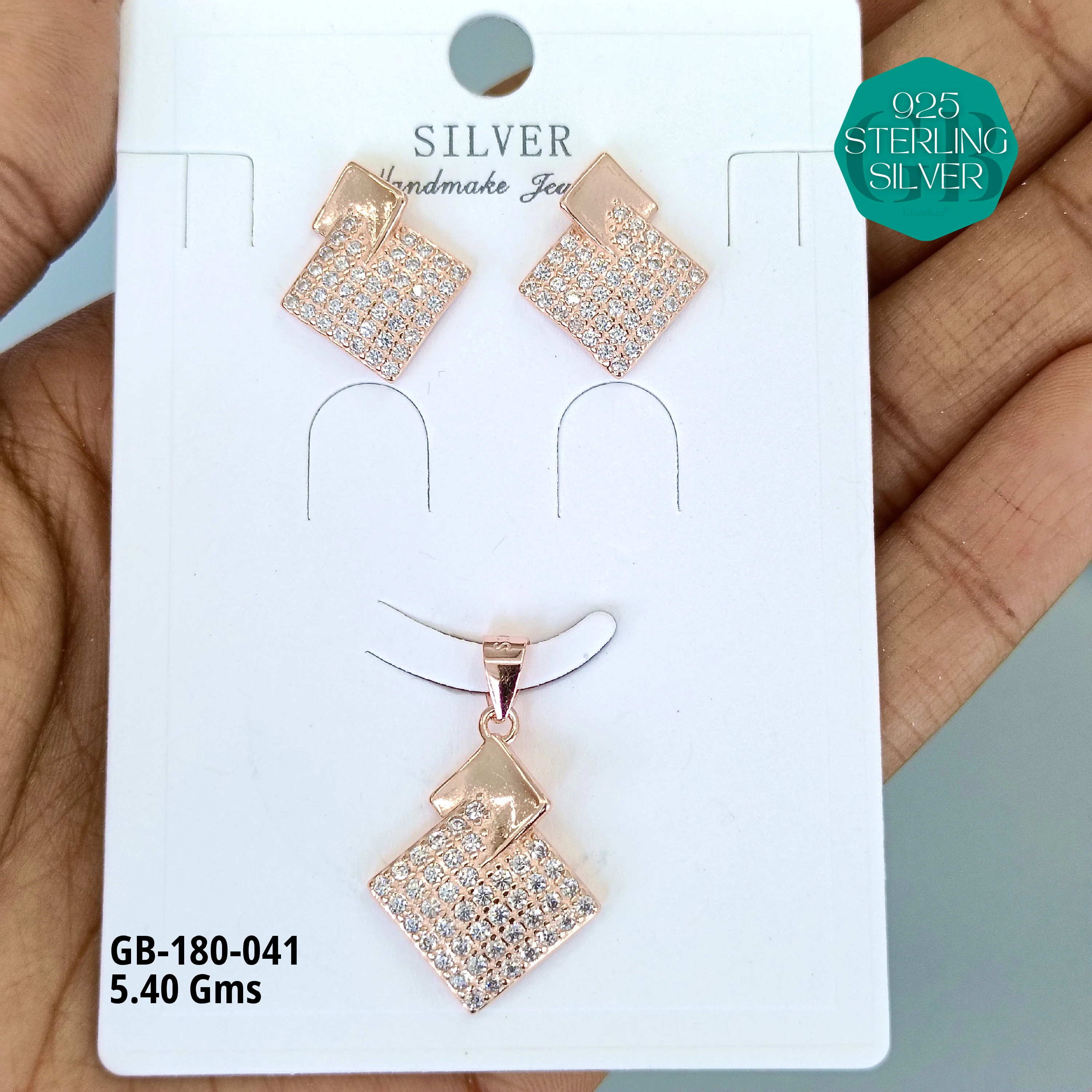 LUXURY PENDANT SETS - Premium 925 Silver Jewellery - SKU: GB-180-041 - Hyderabad Silver Importers