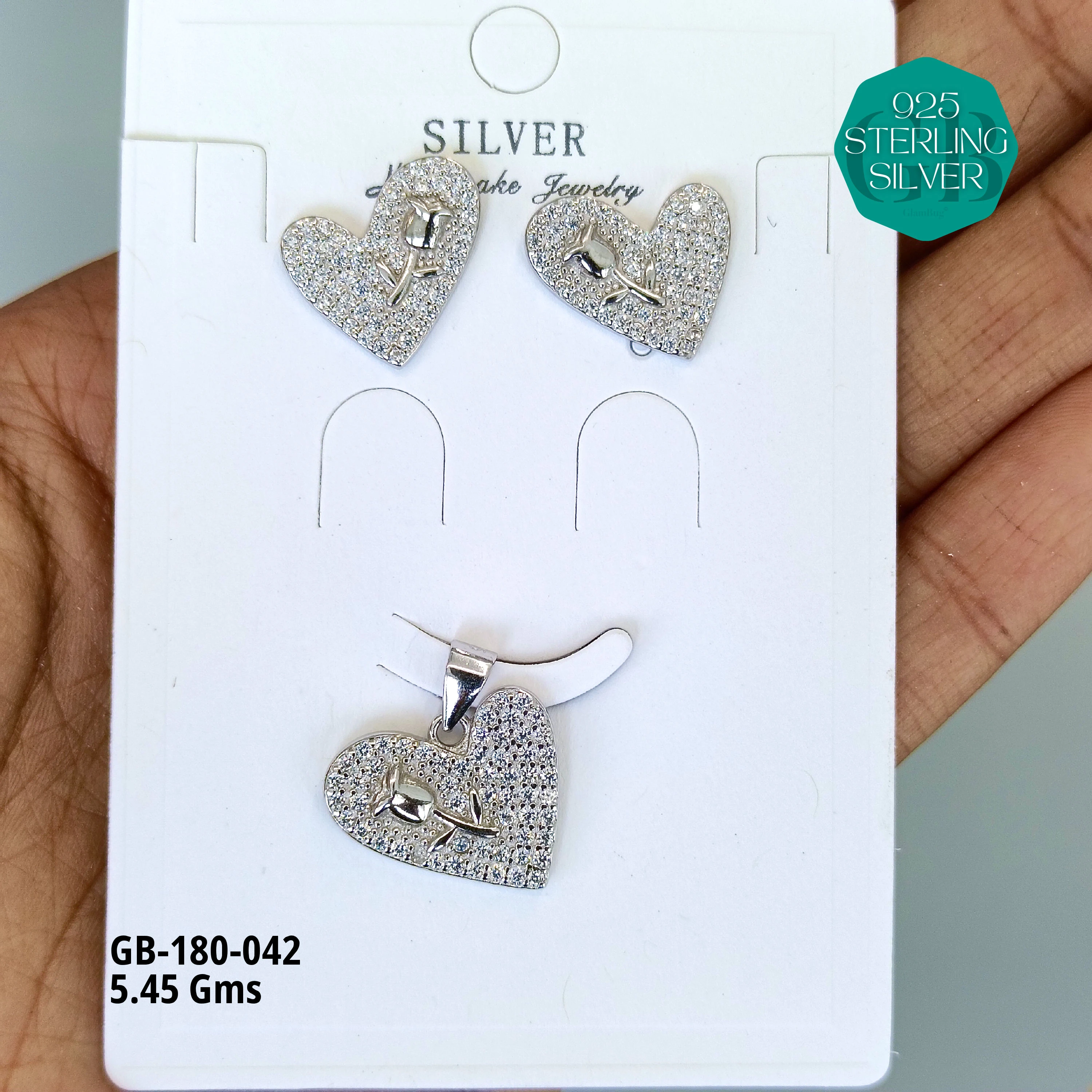 LUXURY PENDANT SETS - Premium 925 Silver Jewellery - SKU: GB-180-042 - Hyderabad Silver Importers