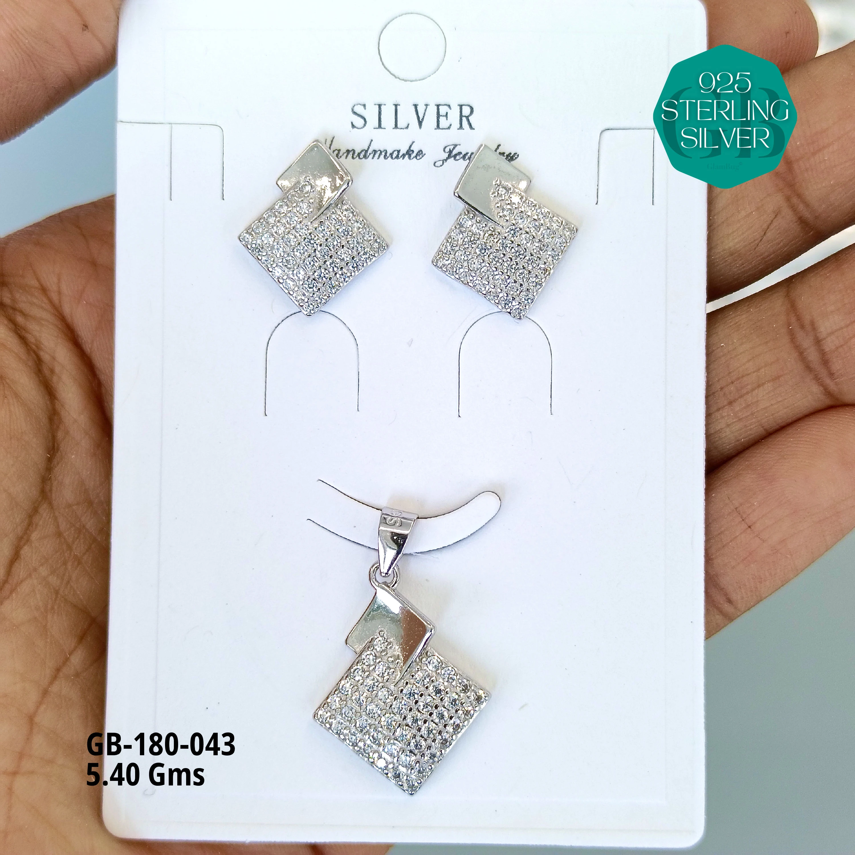 LUXURY PENDANT SETS - Premium 925 Silver Jewellery - SKU: GB-180-043 - Hyderabad Silver Importers