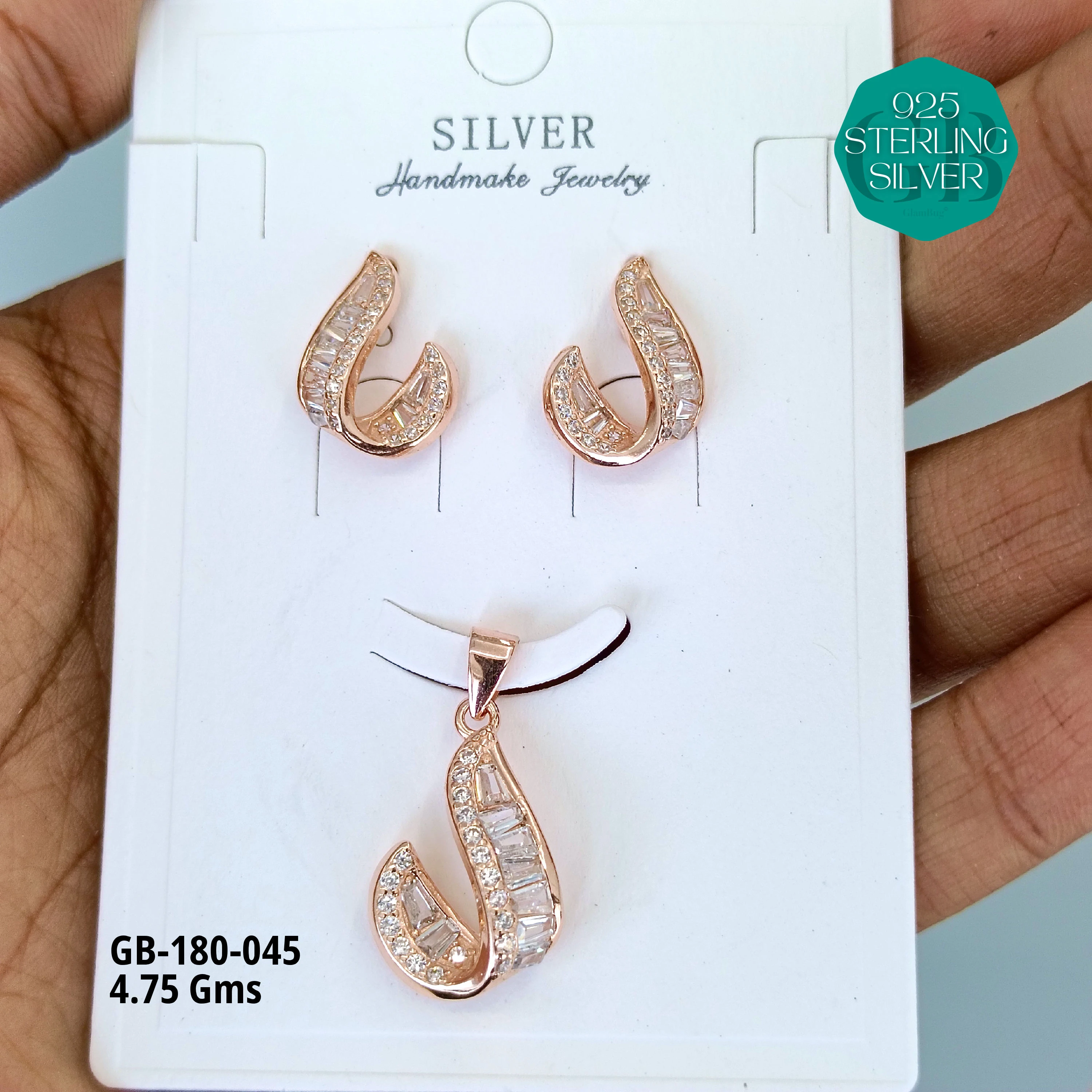 LUXURY PENDANT SETS - Premium 925 Silver Jewellery - SKU: GB-180-045 - Hyderabad Silver Importers