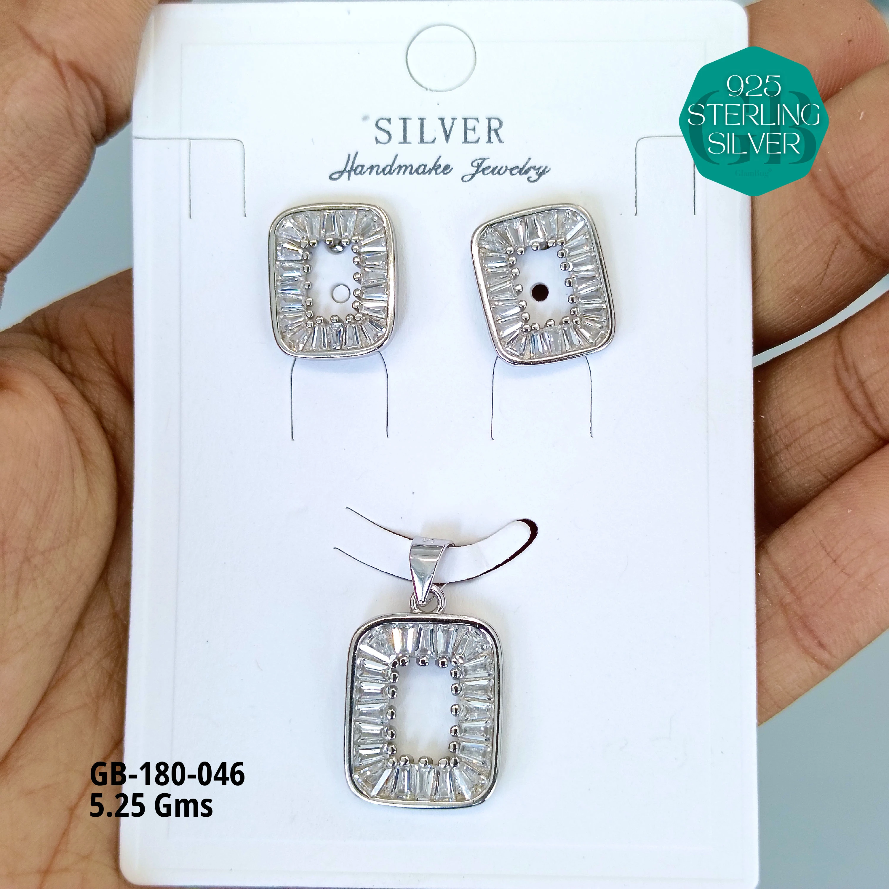 LUXURY PENDANT SETS - Premium 925 Silver Jewellery - SKU: GB-180-046 - Hyderabad Silver Importers