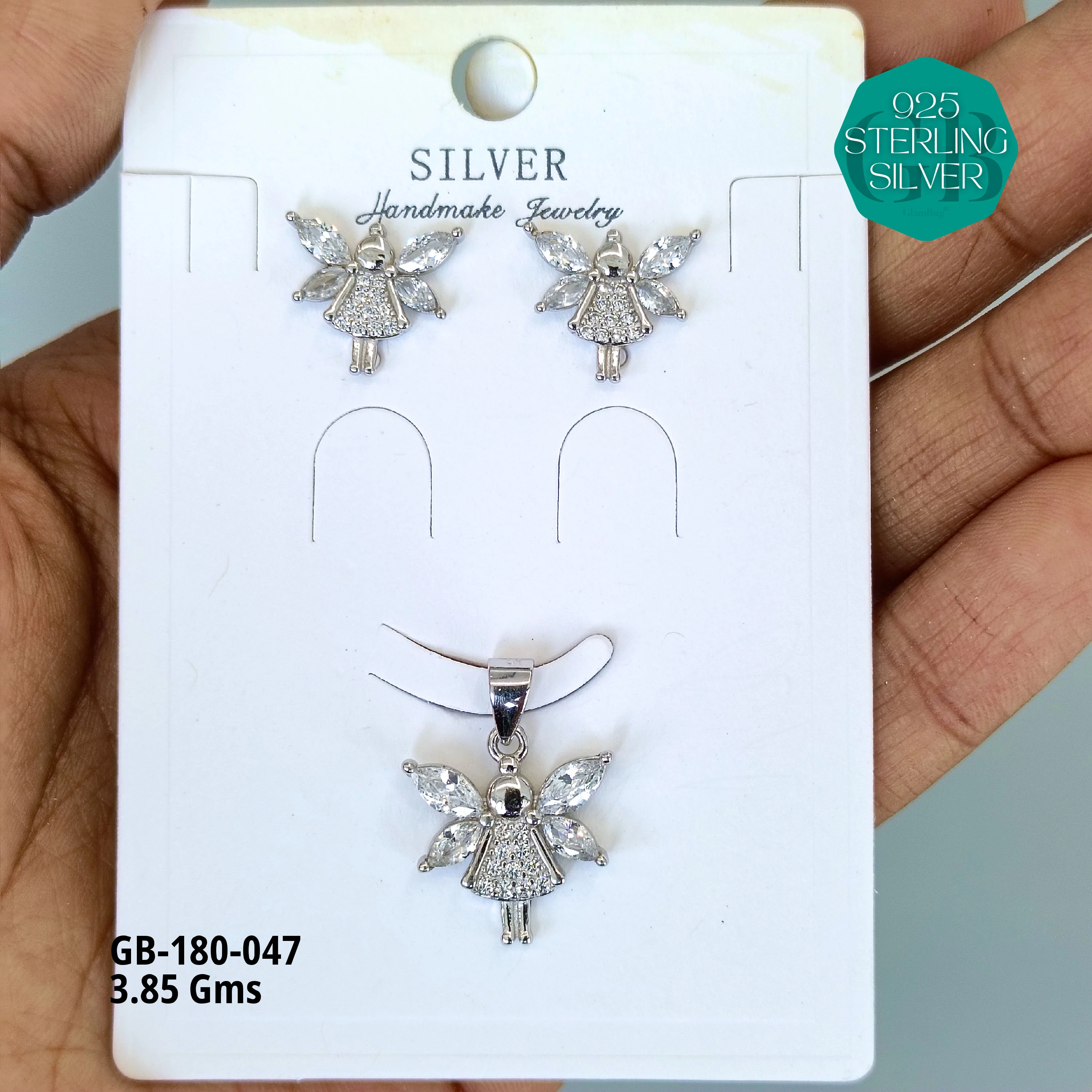 LUXURY PENDANT SETS - Premium 925 Silver Jewellery - SKU: GB-180-047 - Hyderabad Silver Importers