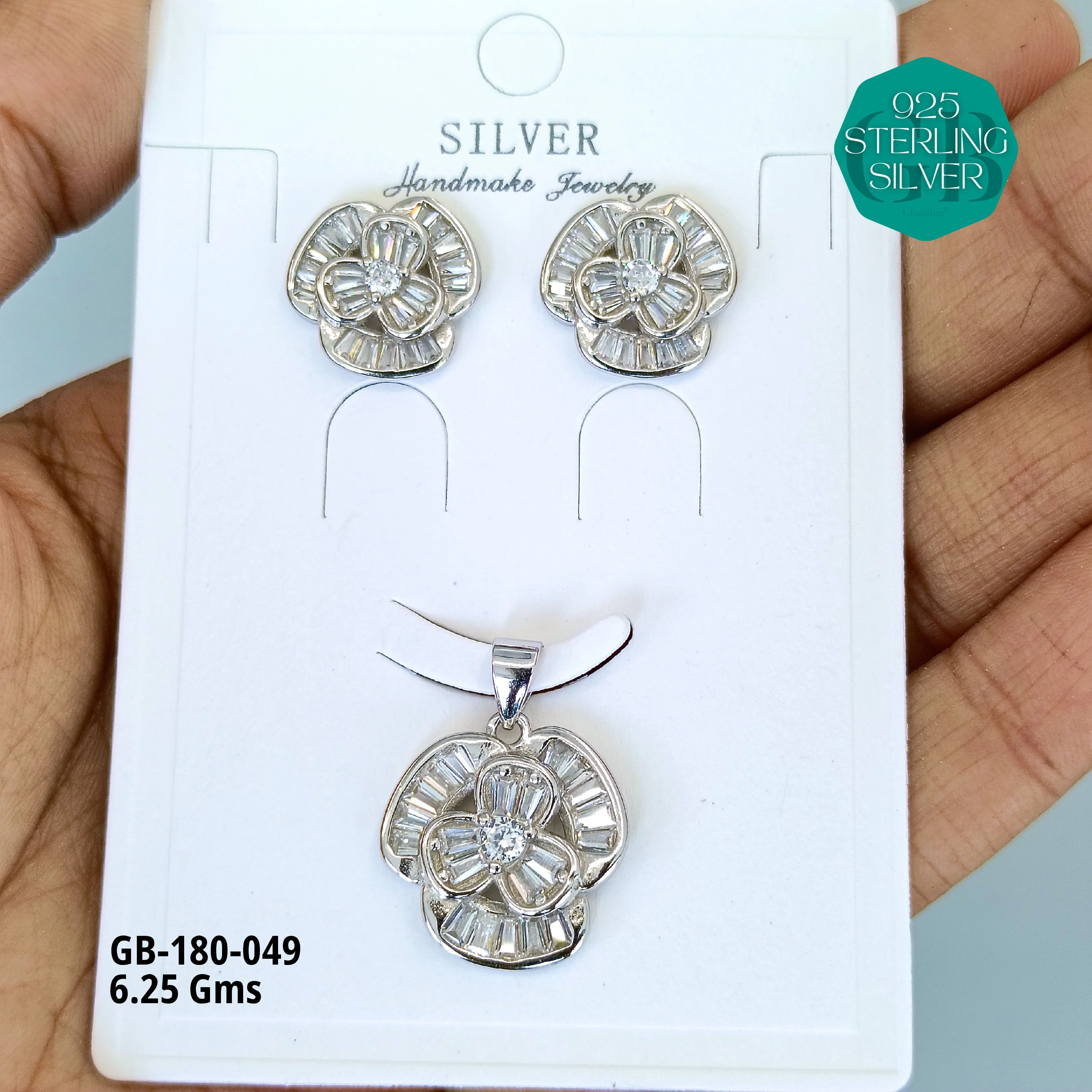 LUXURY PENDANT SETS - Premium 925 Silver Jewellery - SKU: GB-180-049 - Hyderabad Silver Importers