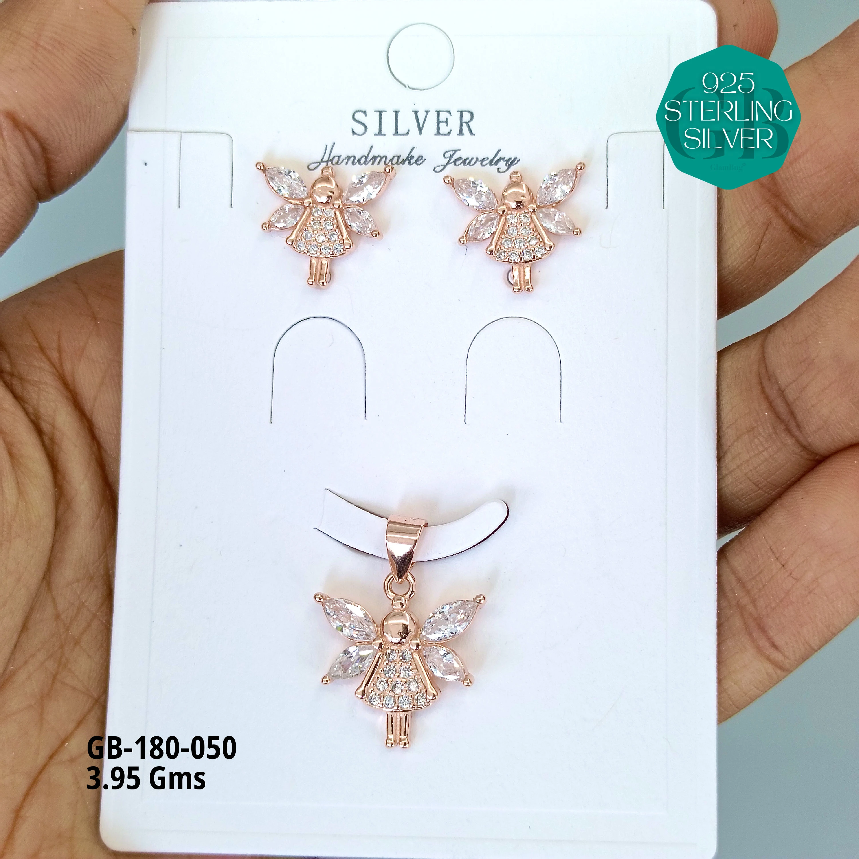 LUXURY PENDANT SETS - Premium 925 Silver Jewellery - SKU: GB-180-050 - Hyderabad Silver Importers