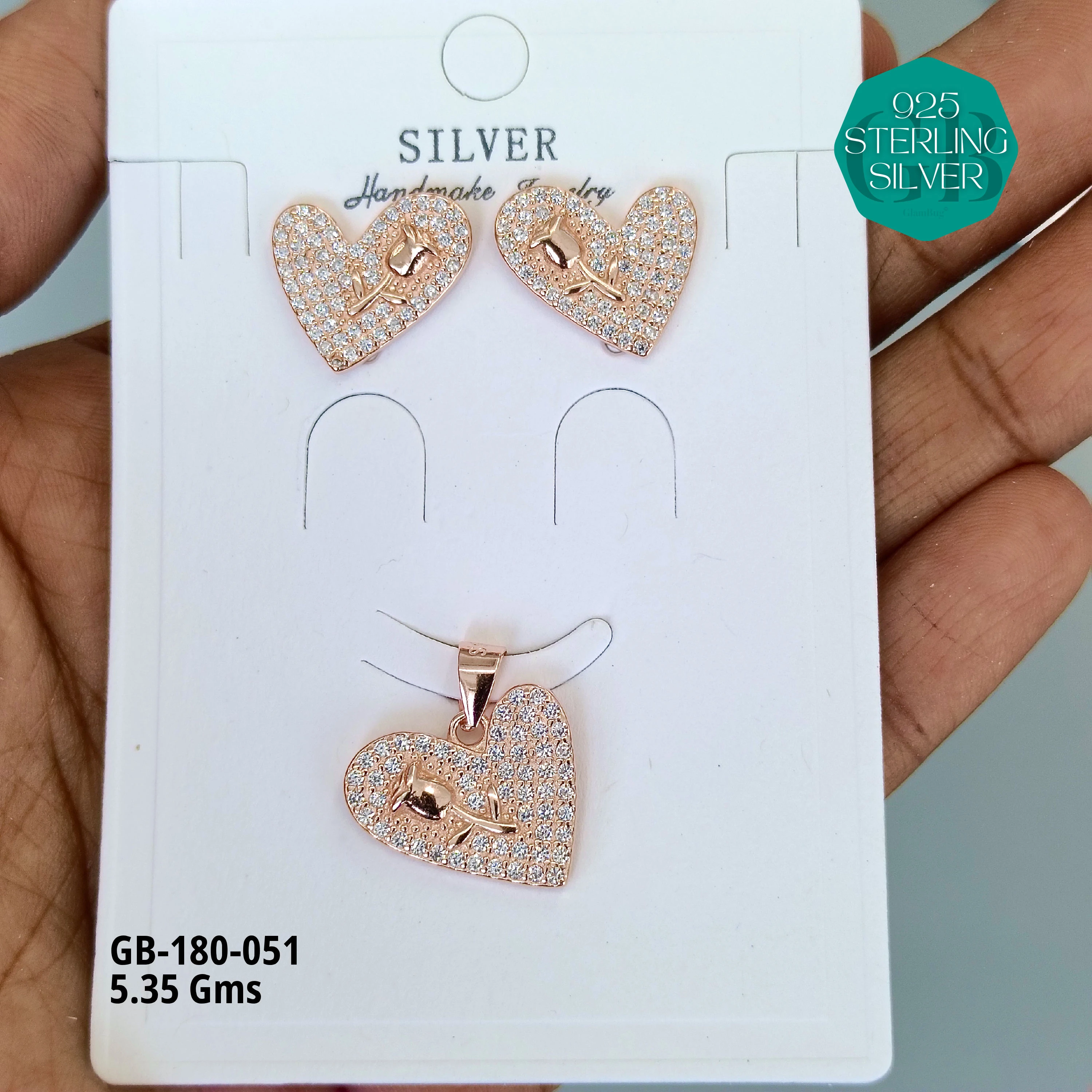 LUXURY PENDANT SETS - Premium 925 Silver Jewellery - SKU: GB-180-051 - Hyderabad Silver Importers