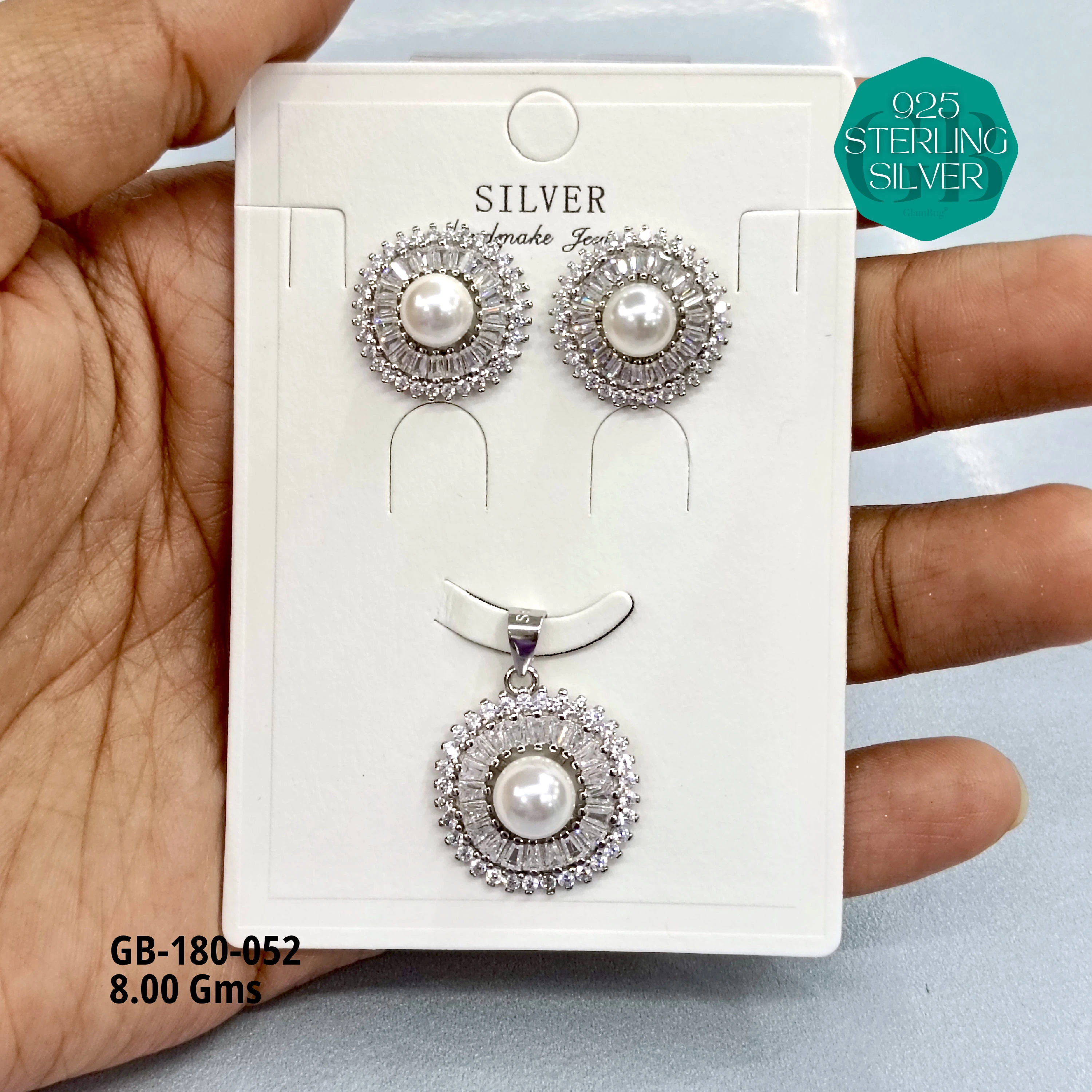 LUXURY PENDANT SETS - Premium 925 Silver Jewellery - SKU: GB-180-052 - Hyderabad Silver Importers
