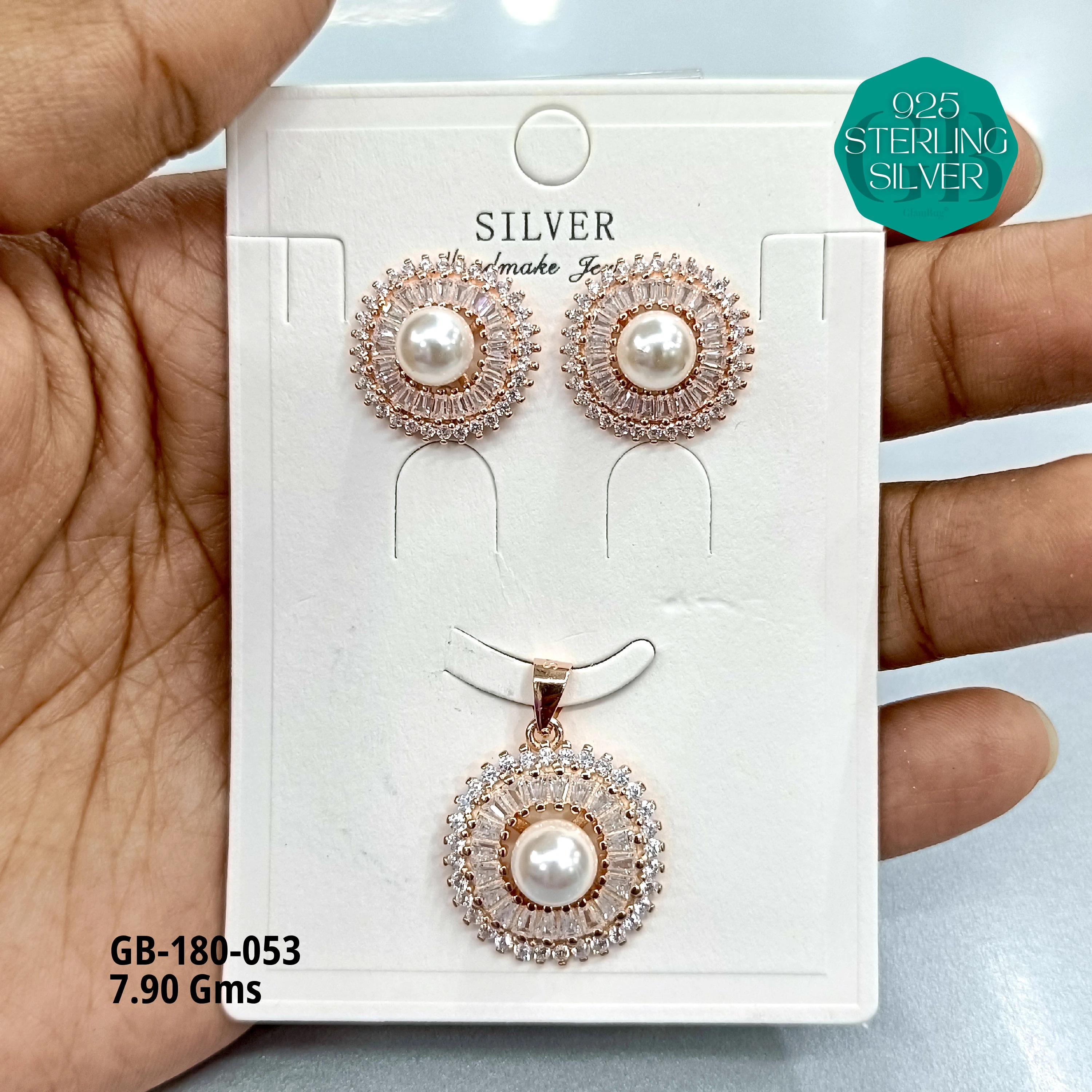 LUXURY PENDANT SETS - Premium 925 Silver Jewellery - SKU: GB-180-053 - Hyderabad Silver Importers