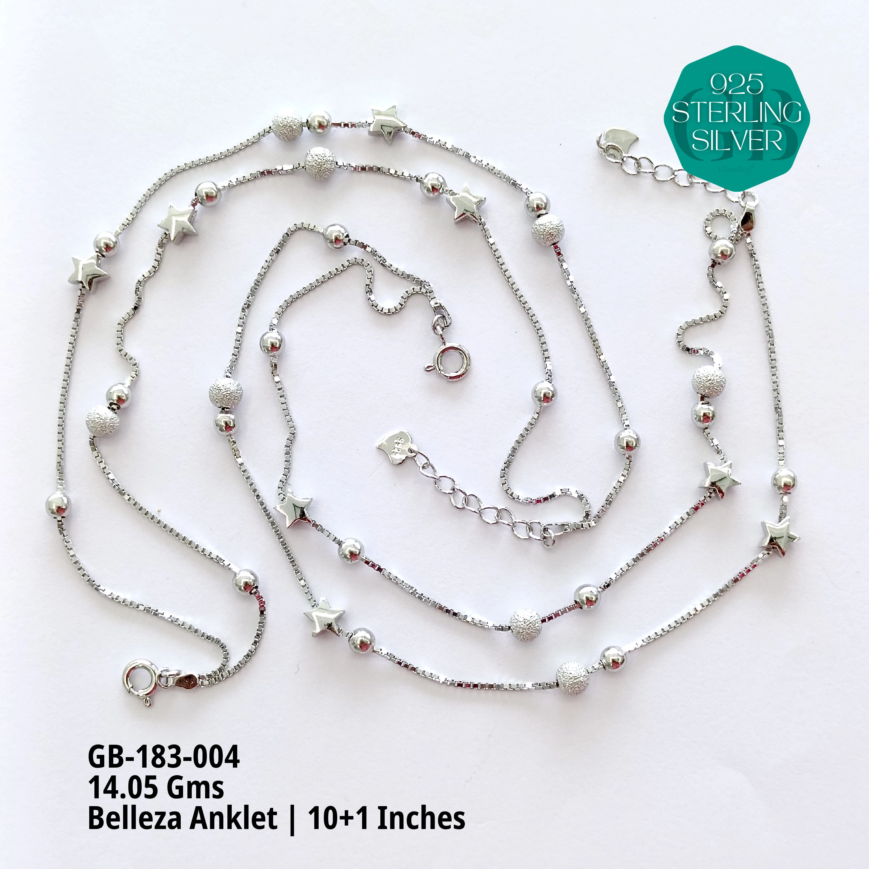 BELLEZA ANKLETS - Premium 925 Silver Jewellery - SKU: GB-183-004 - Hyderabad Silver Importers