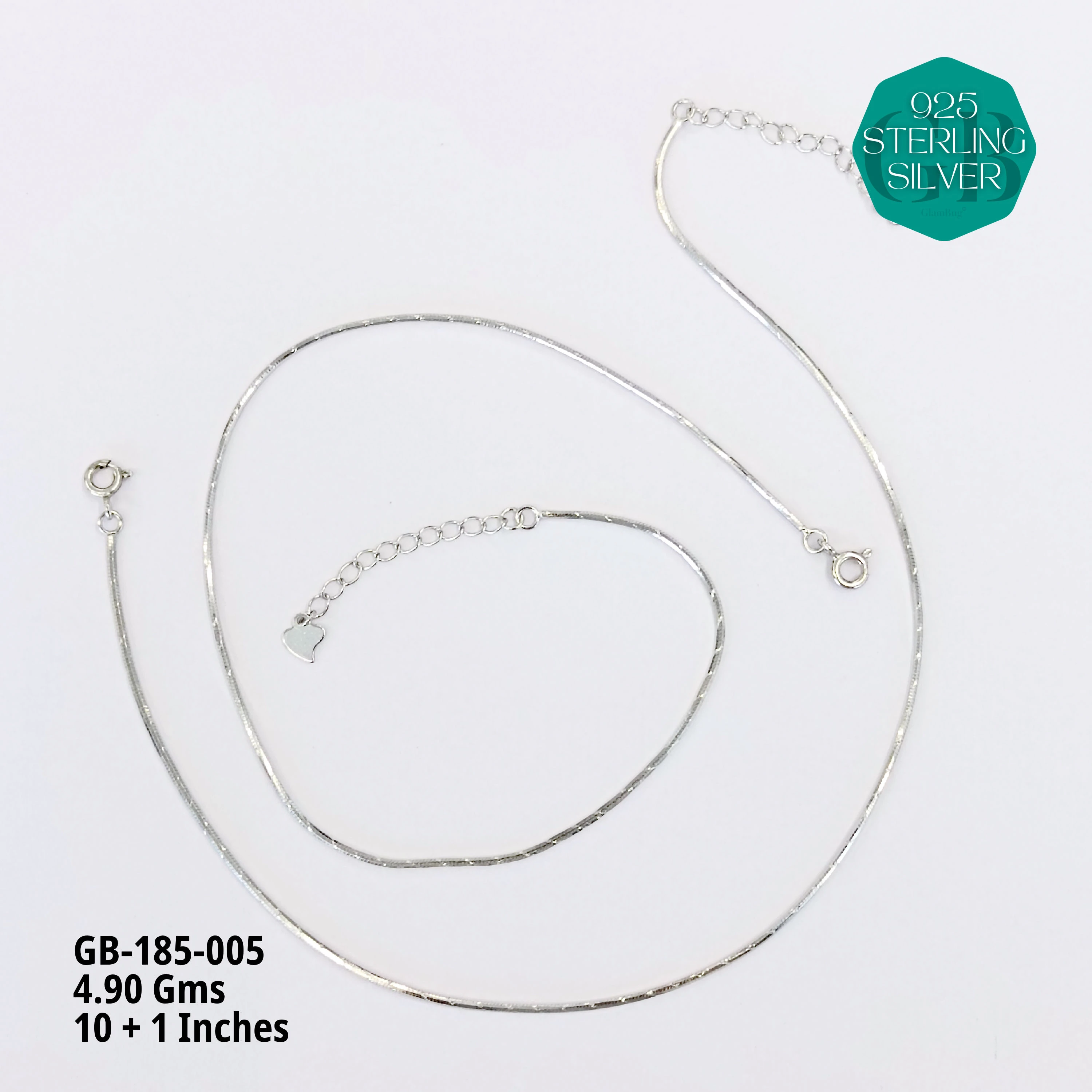 PREMIUM LIGHT WEIGHT ANKLETS - Premium 925 Silver Jewellery - SKU: GB-185-005 - Hyderabad Silver Importers