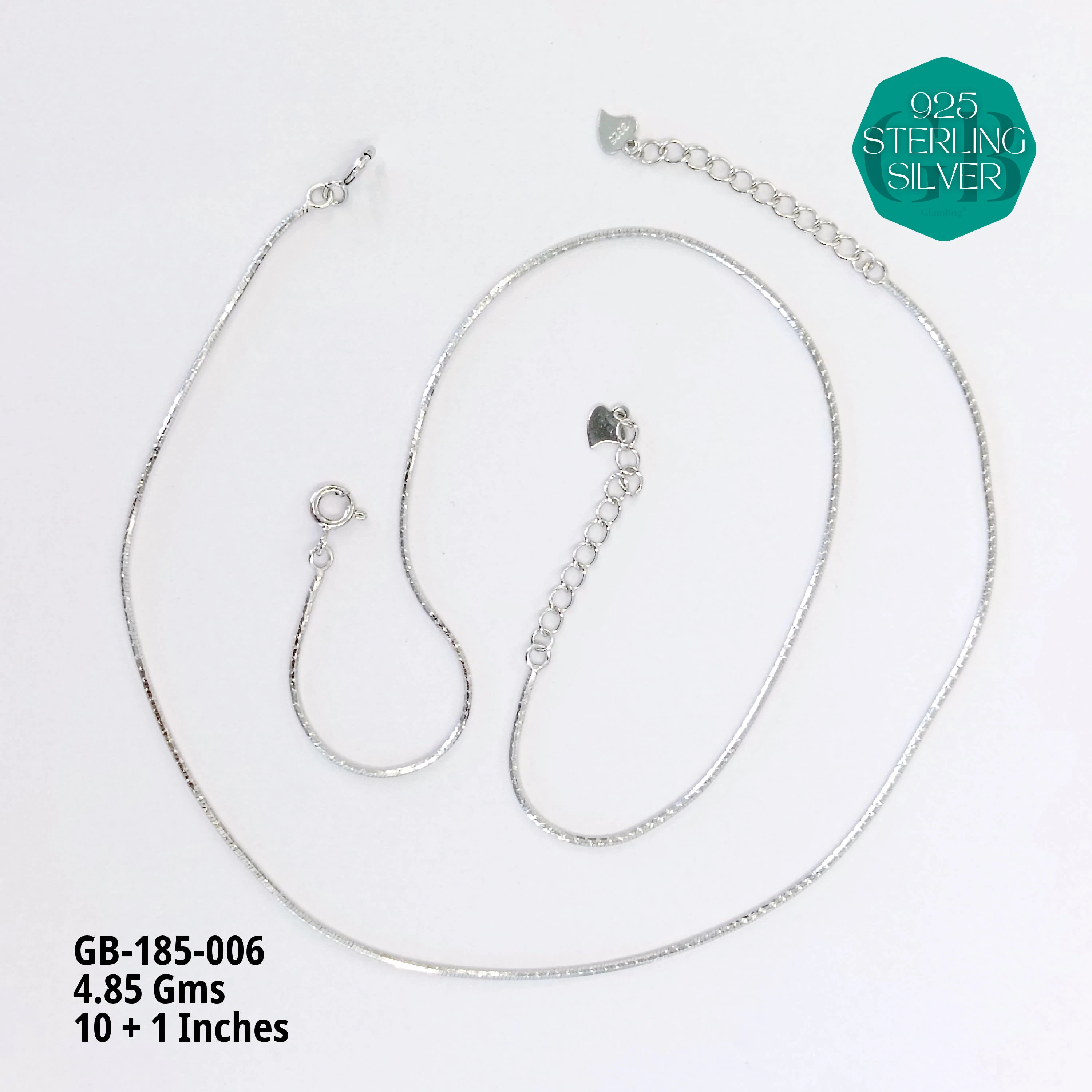 PREMIUM LIGHT WEIGHT ANKLETS - Premium 925 Silver Jewellery - SKU: GB-185-006 - Hyderabad Silver Importers