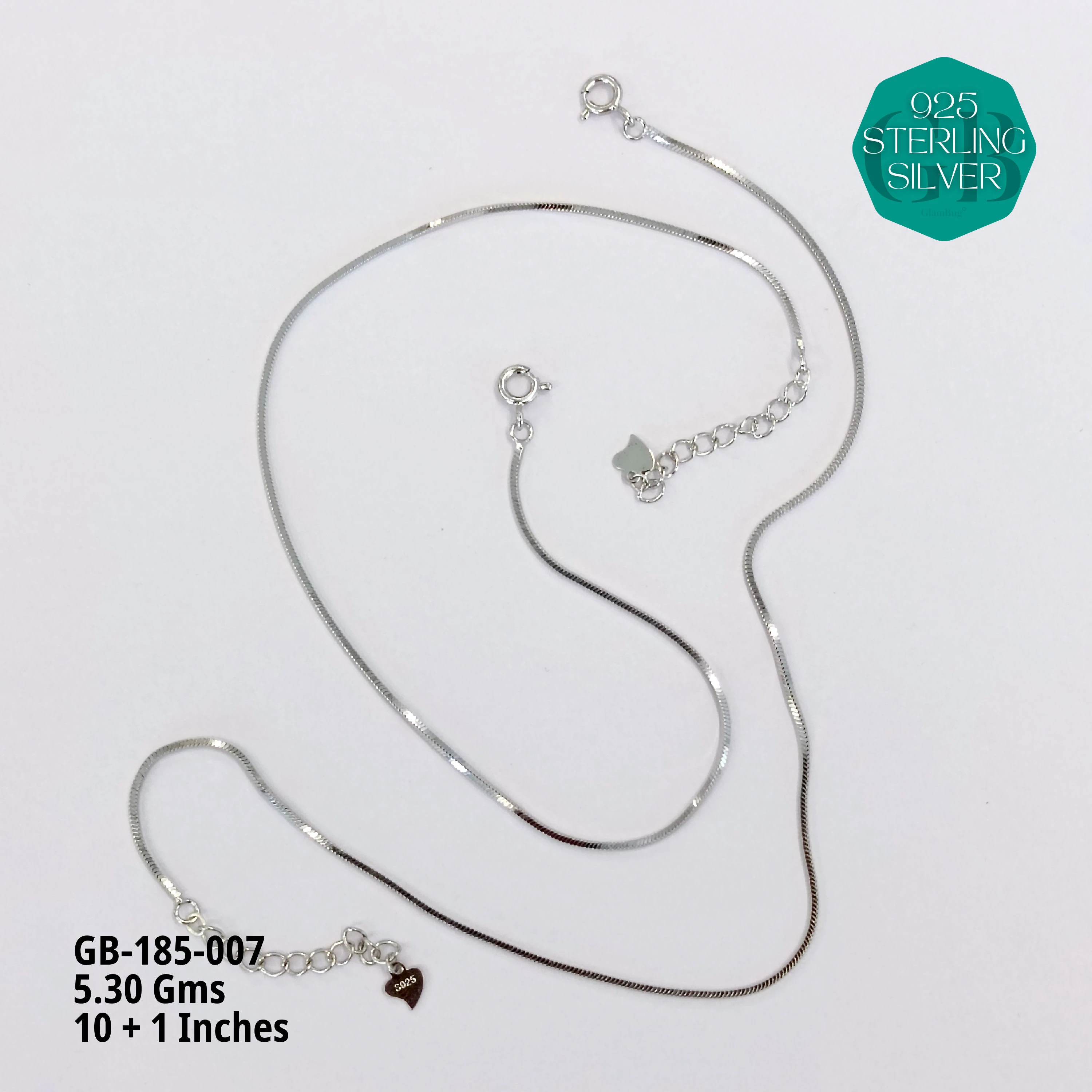 PREMIUM LIGHT WEIGHT ANKLETS - Premium 925 Silver Jewellery - SKU: GB-185-007 - Hyderabad Silver Importers