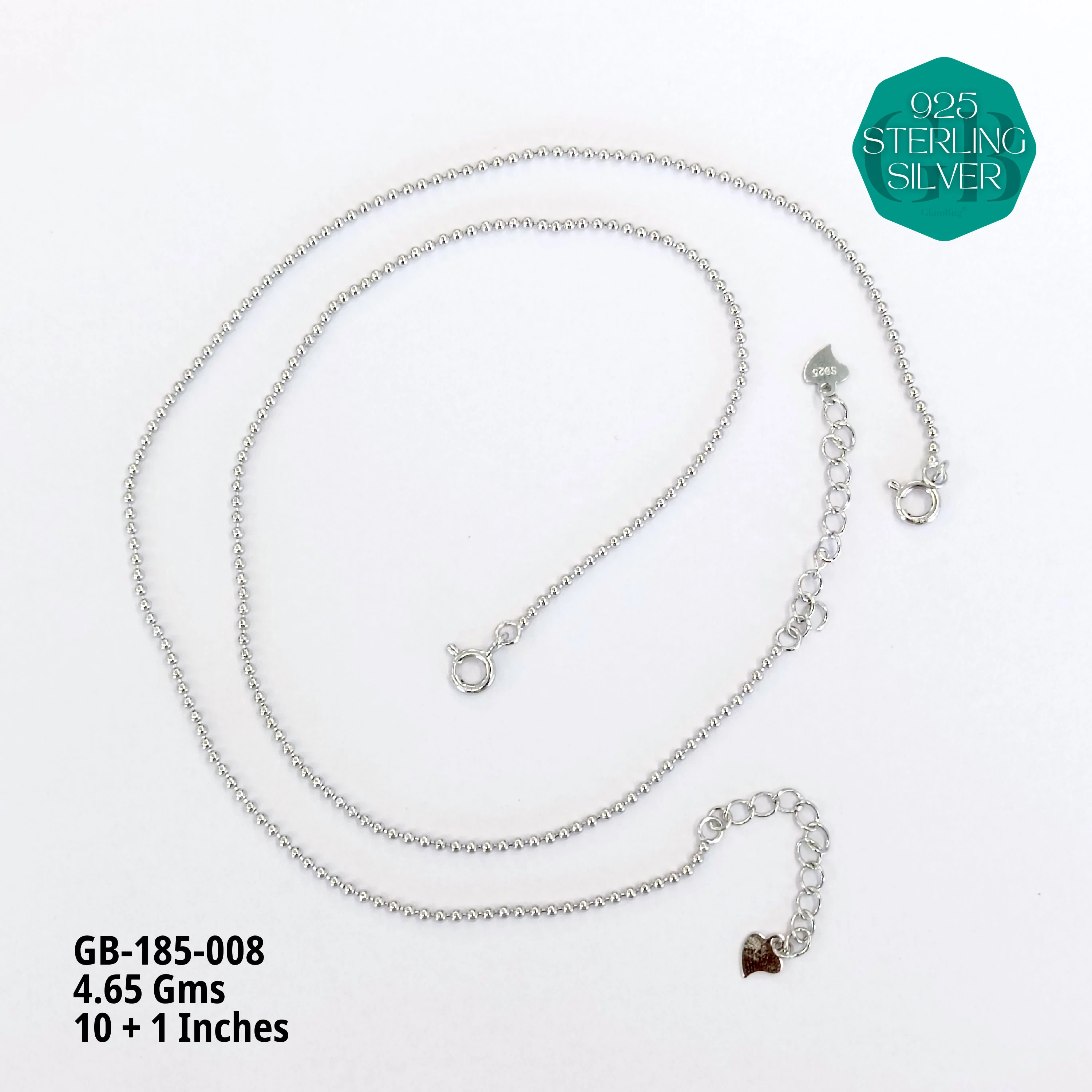 PREMIUM LIGHT WEIGHT ANKLETS - Premium 925 Silver Jewellery - SKU: GB-185-008 - Hyderabad Silver Importers