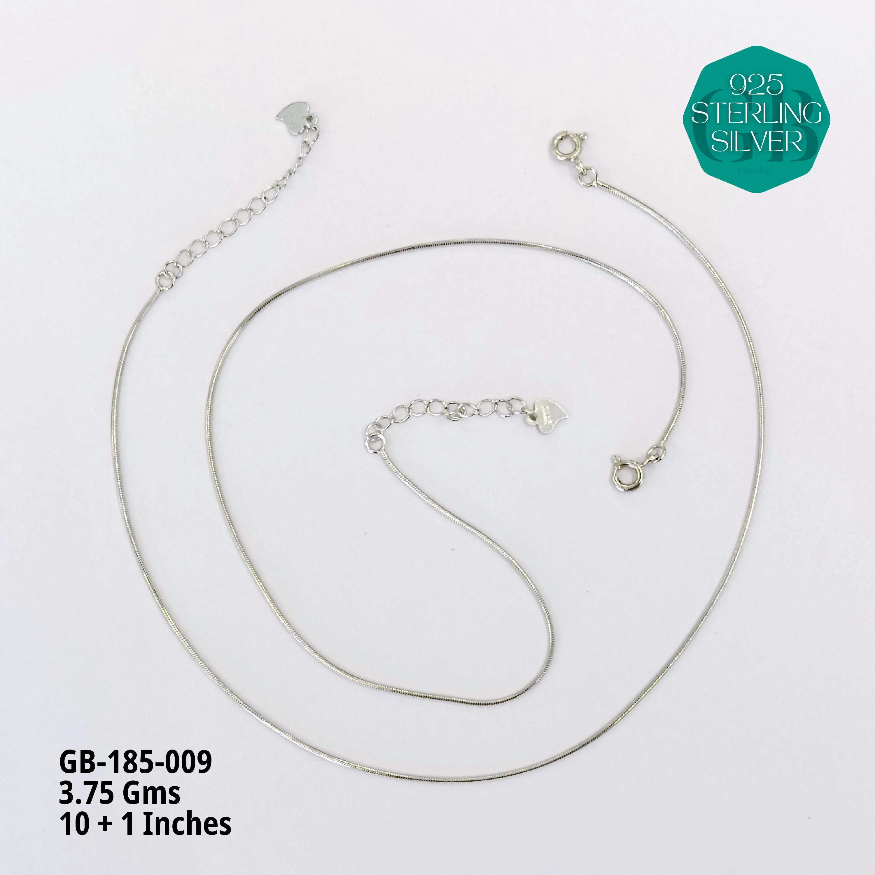 PREMIUM LIGHT WEIGHT ANKLETS - Premium 925 Silver Jewellery - SKU: GB-185-009 - Hyderabad Silver Importers