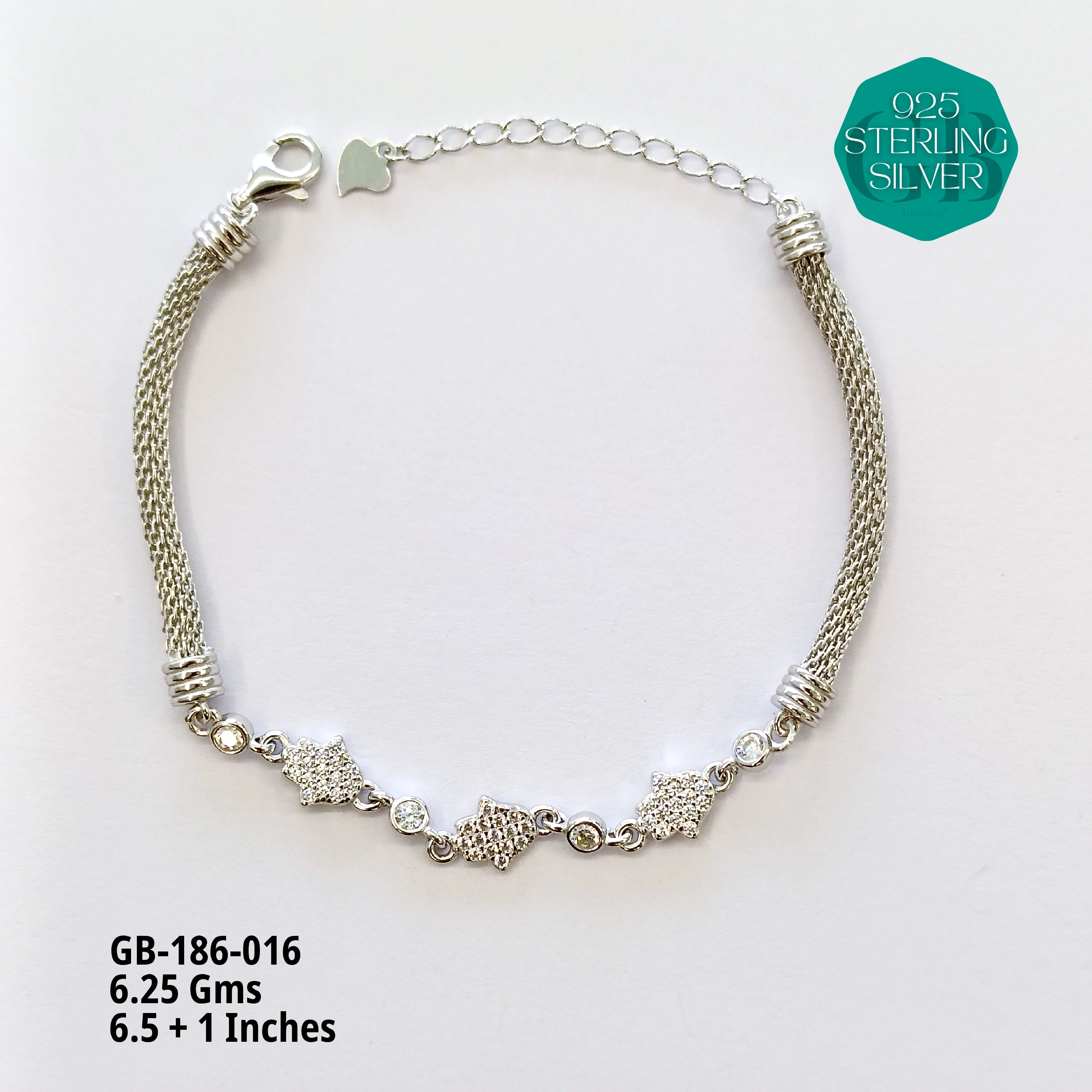 PREMIUM MESH CZ BRACELETS - Premium 925 Silver Jewellery - SKU: GB-186-016 - Hyderabad Silver Importers