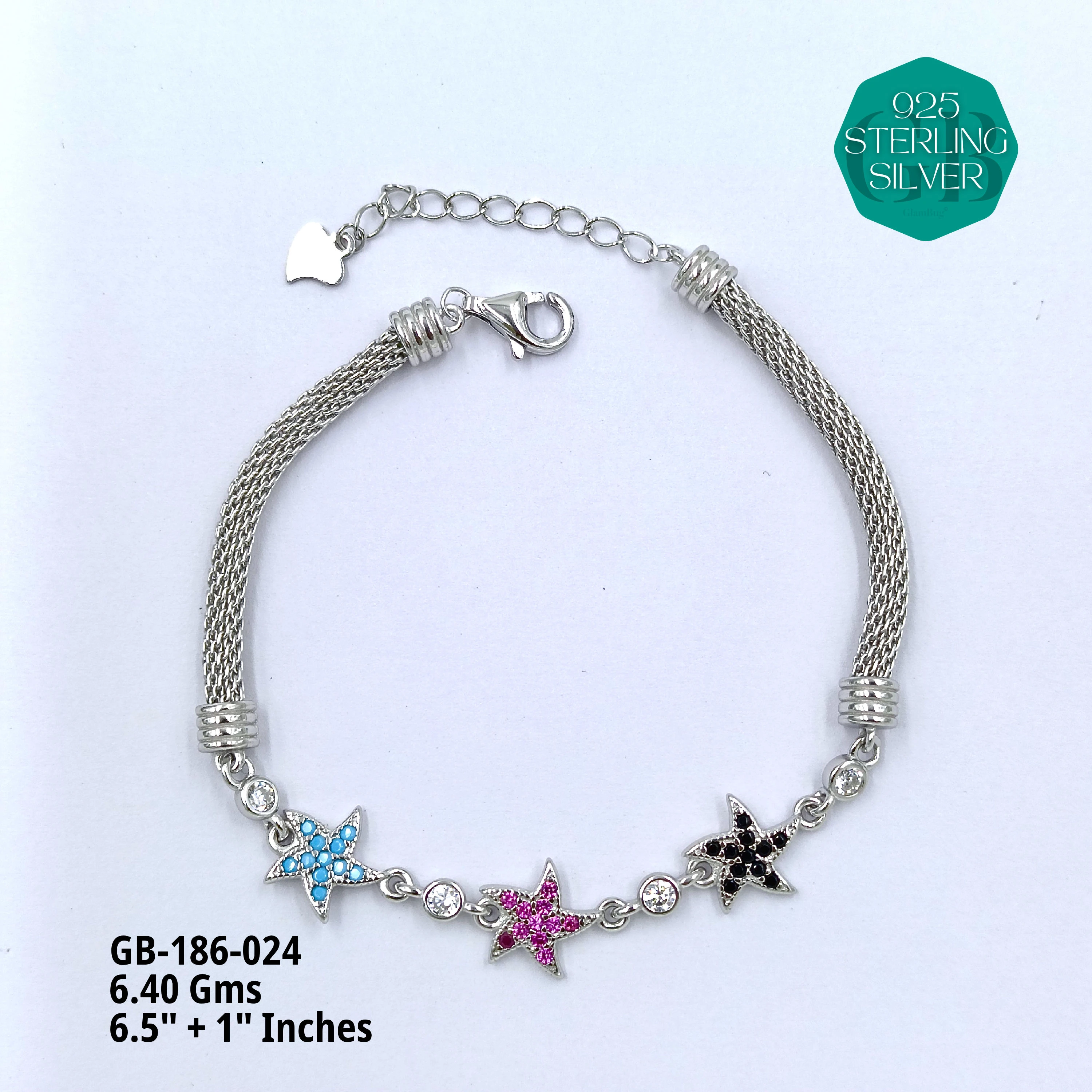 PREMIUM MESH CZ BRACELETS - Premium 925 Silver Jewellery - SKU: GB-186-024 - Hyderabad Silver Importers