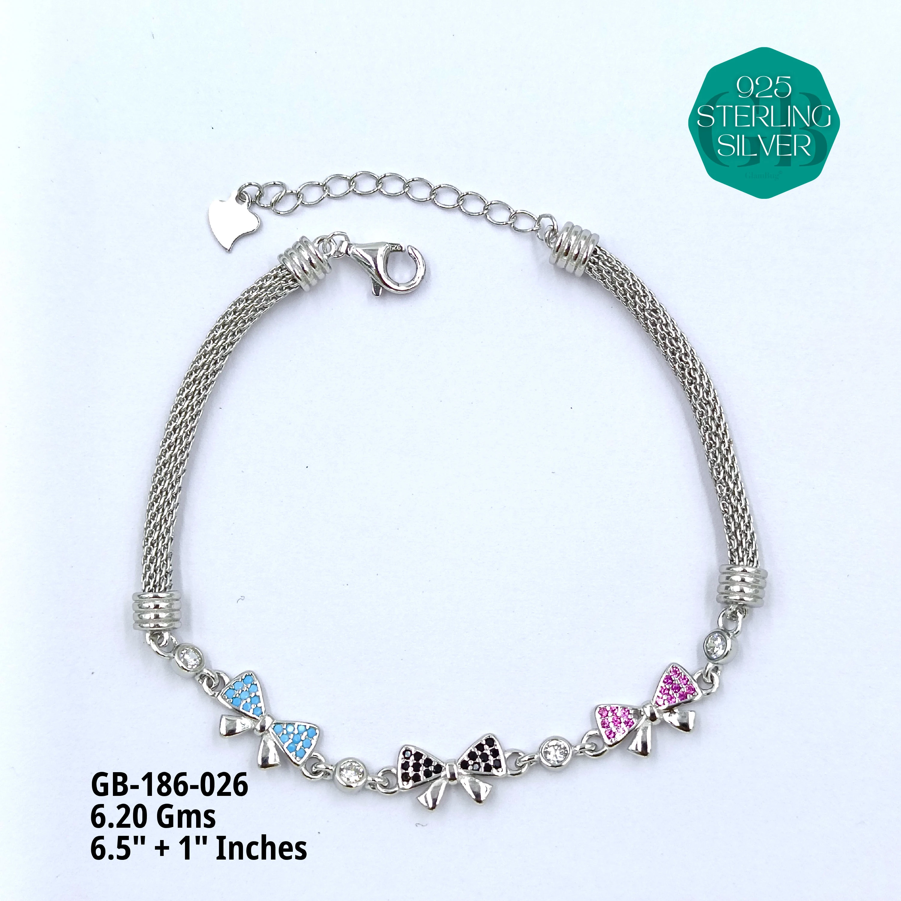 PREMIUM MESH CZ BRACELETS - Premium 925 Silver Jewellery - SKU: GB-186-026 - Hyderabad Silver Importers