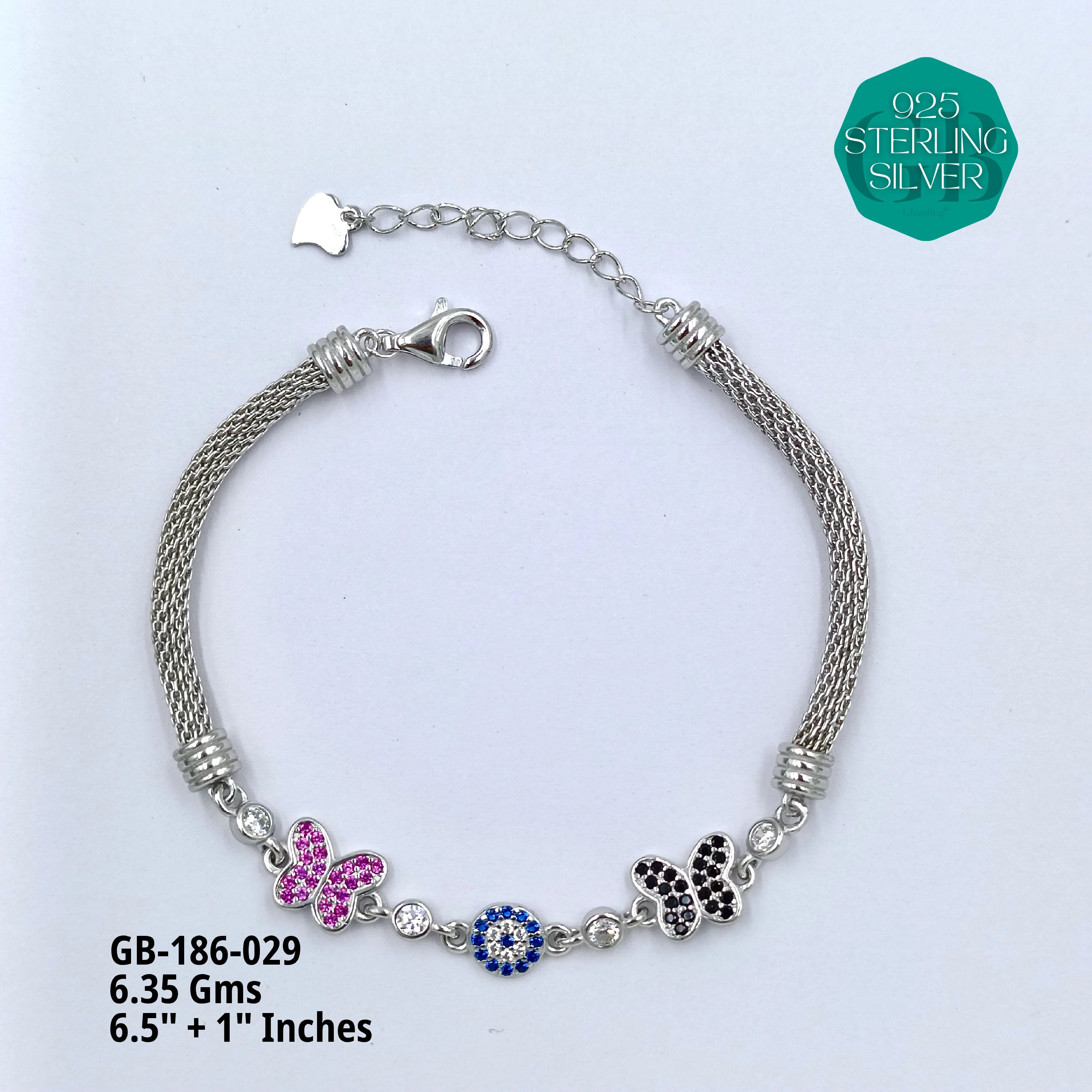 PREMIUM MESH CZ BRACELETS - Premium 925 Silver Jewellery - SKU: GB-186-029 - Hyderabad Silver Importers