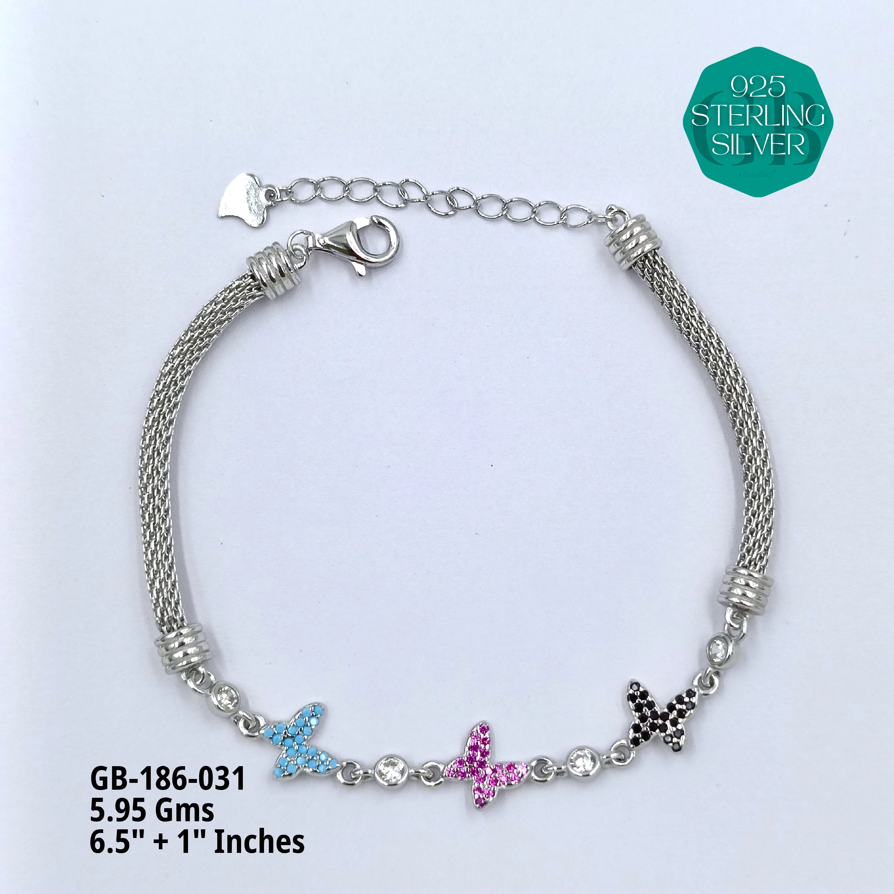 PREMIUM MESH CZ BRACELETS - Premium 925 Silver Jewellery - SKU: GB-186-031 - Hyderabad Silver Importers