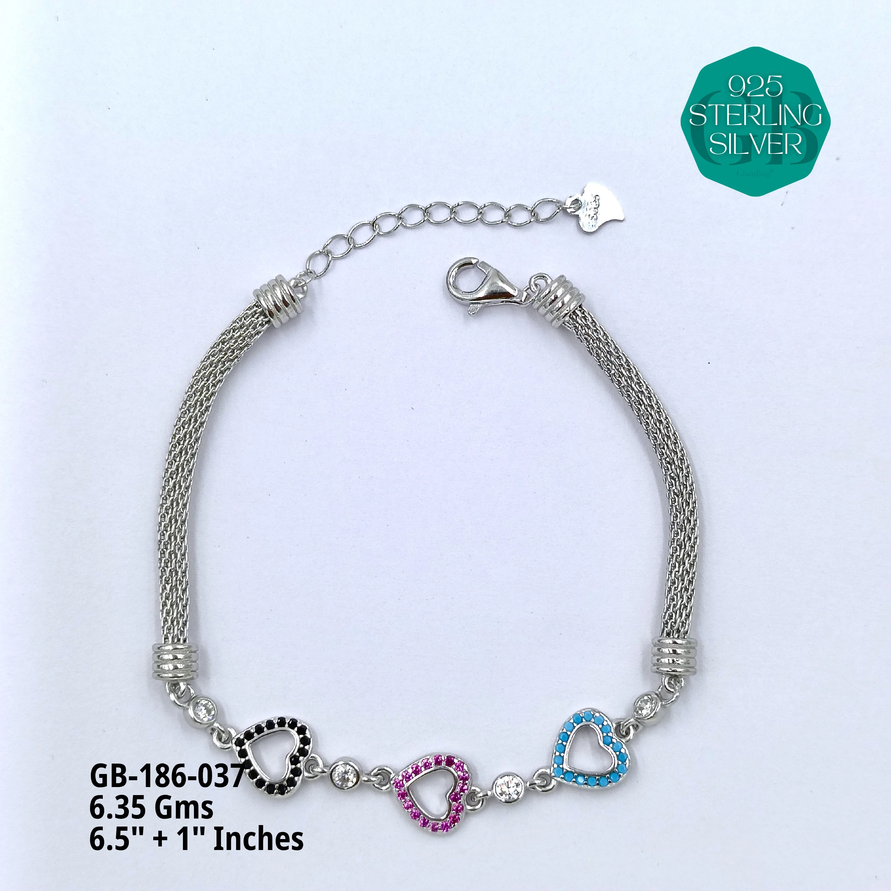 PREMIUM MESH CZ BRACELETS - Premium 925 Silver Jewellery - SKU: GB-186-037 - Hyderabad Silver Importers