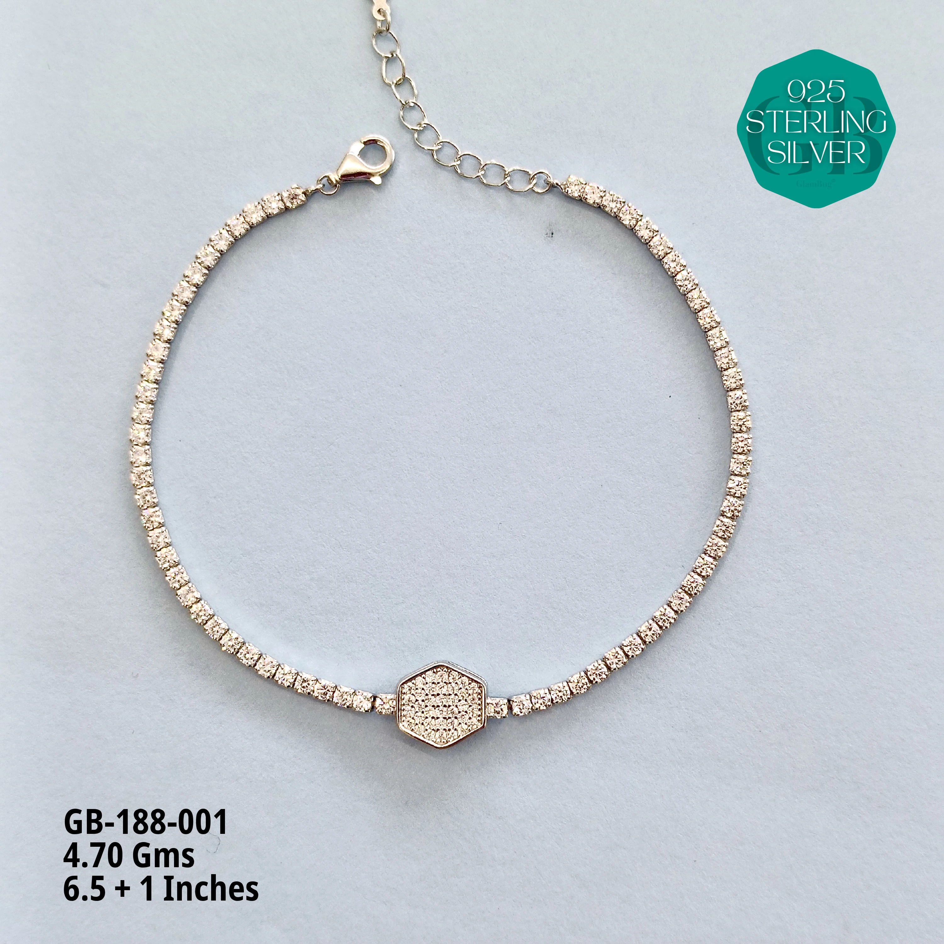 PREMIUM TENNIS BRACELETS - Premium 925 Silver Jewellery - SKU: GB-188-001 - Hyderabad Silver Importers