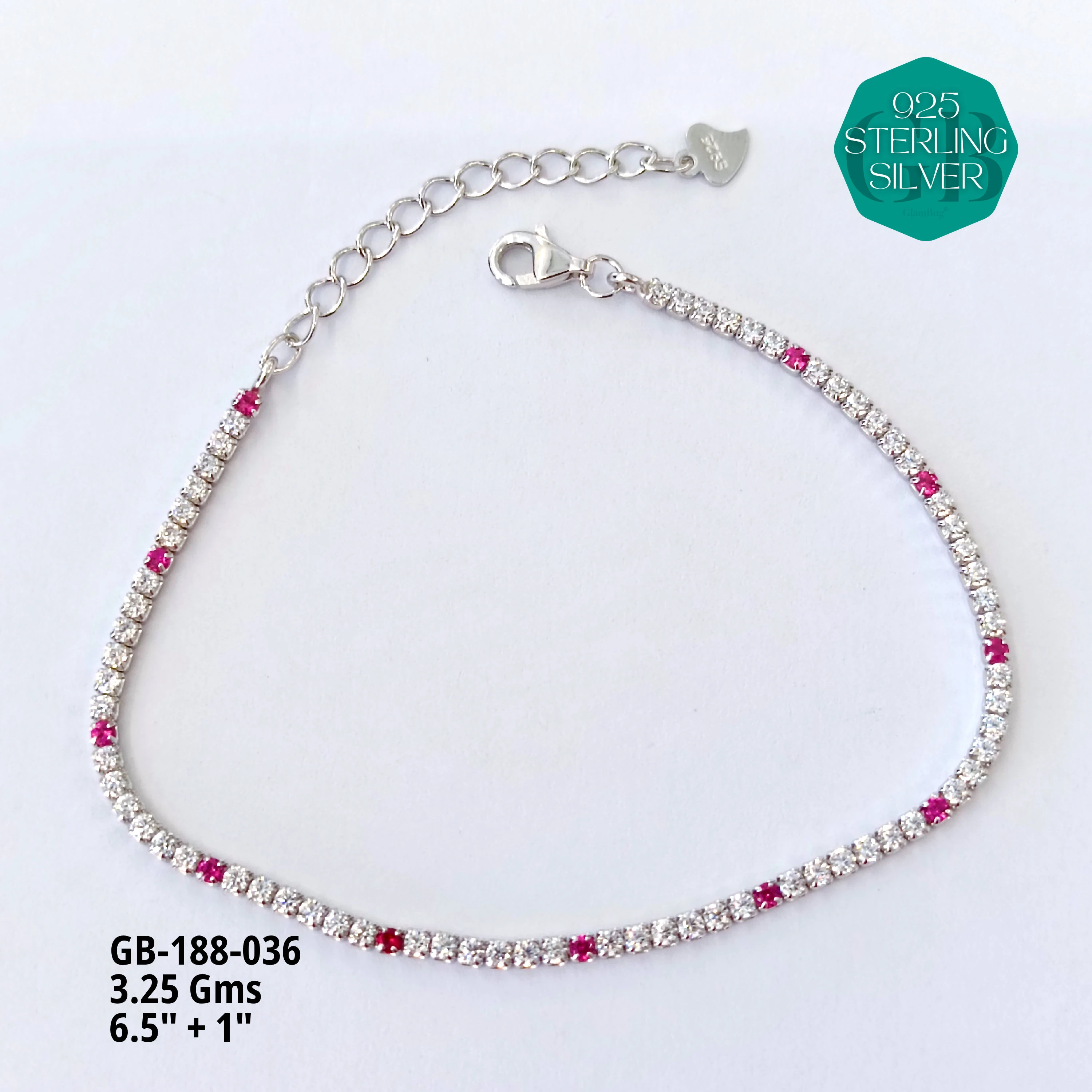 PREMIUM TENNIS BRACELETS - Premium 925 Silver Jewellery - SKU: GB-188-036 - Hyderabad Silver Importers