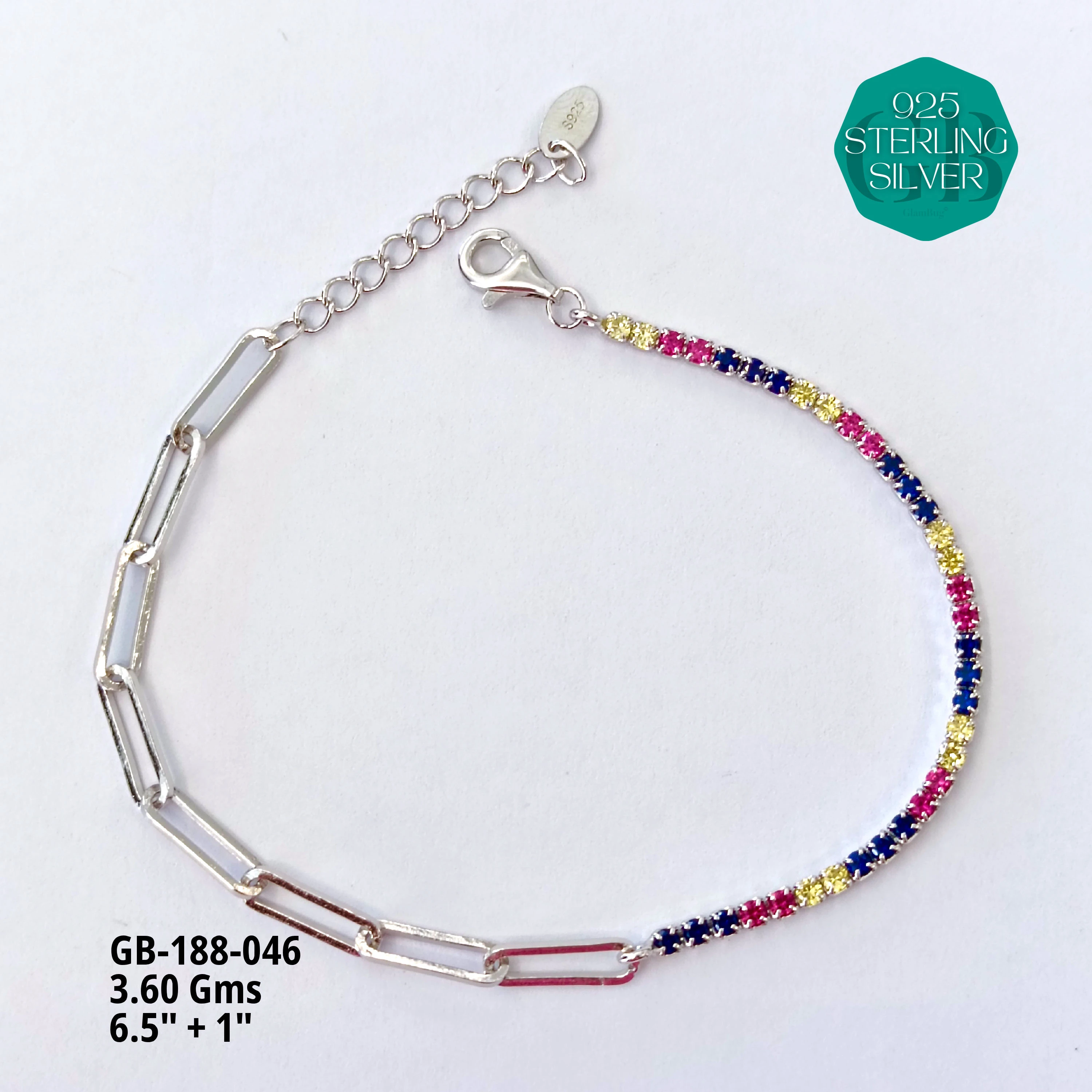 PREMIUM TENNIS BRACELETS - Premium 925 Silver Jewellery - SKU: GB-188-046 - Hyderabad Silver Importers