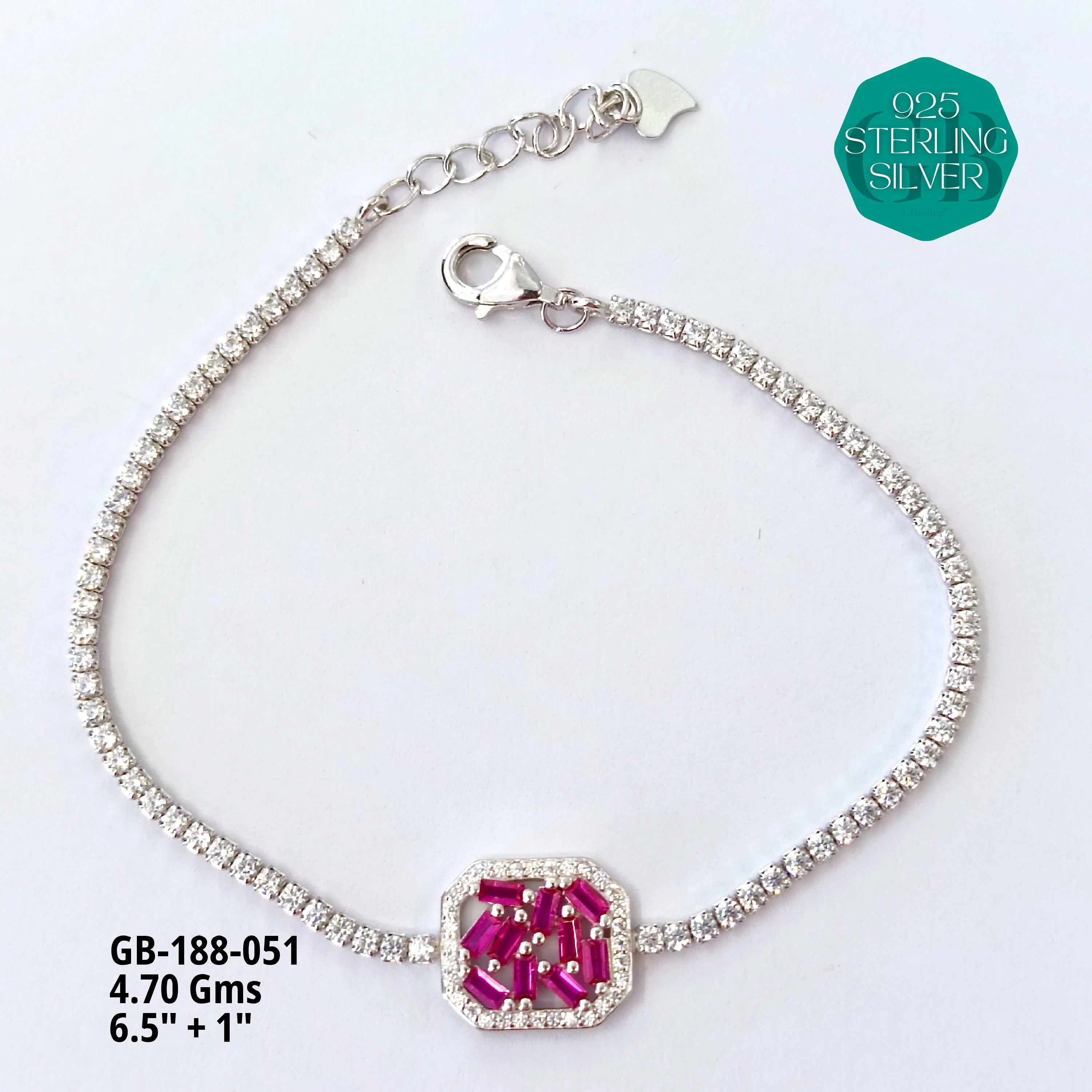 PREMIUM TENNIS BRACELETS - Premium 925 Silver Jewellery - SKU: GB-188-051 - Hyderabad Silver Importers