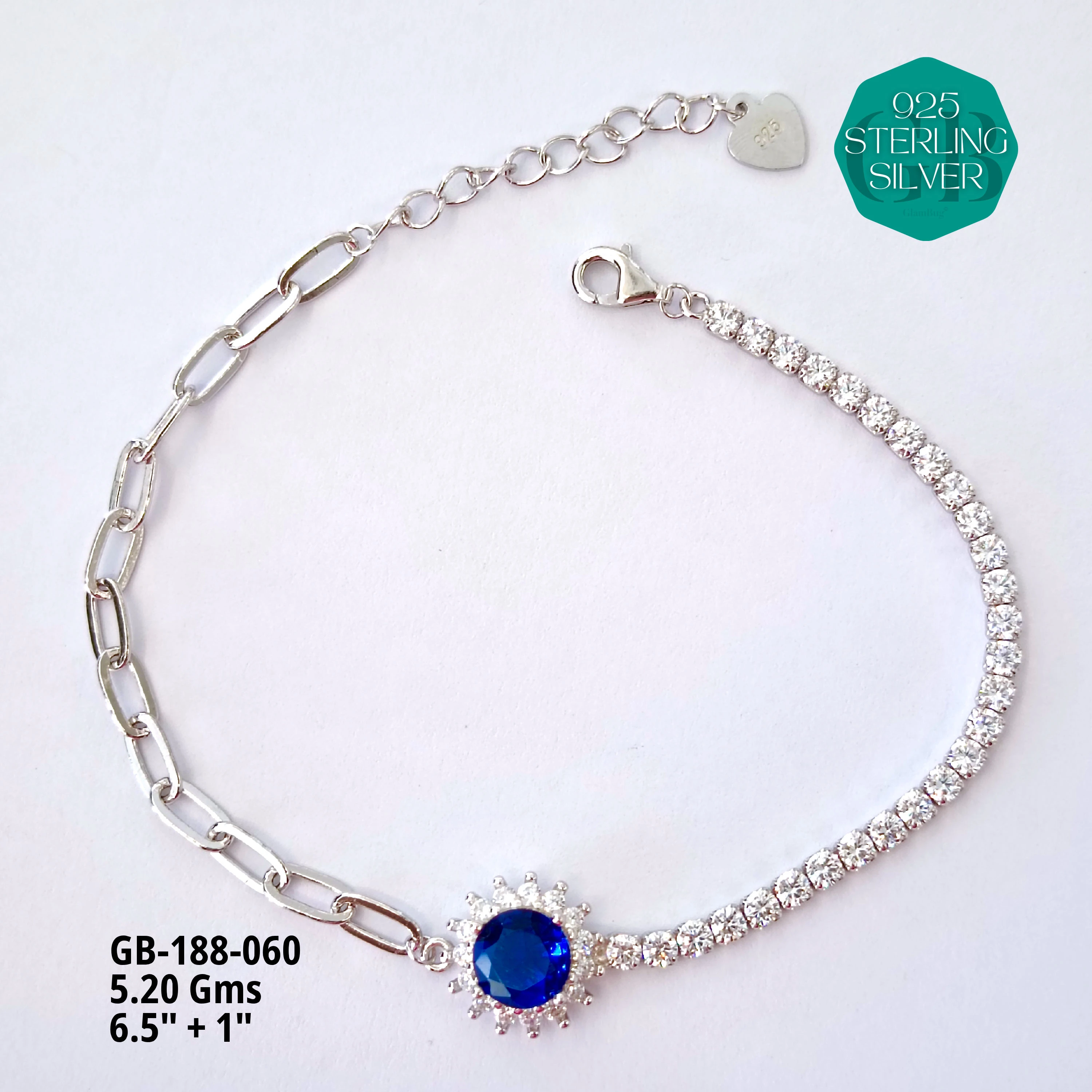 PREMIUM TENNIS BRACELETS - Premium 925 Silver Jewellery - SKU: GB-188-060 - Hyderabad Silver Importers