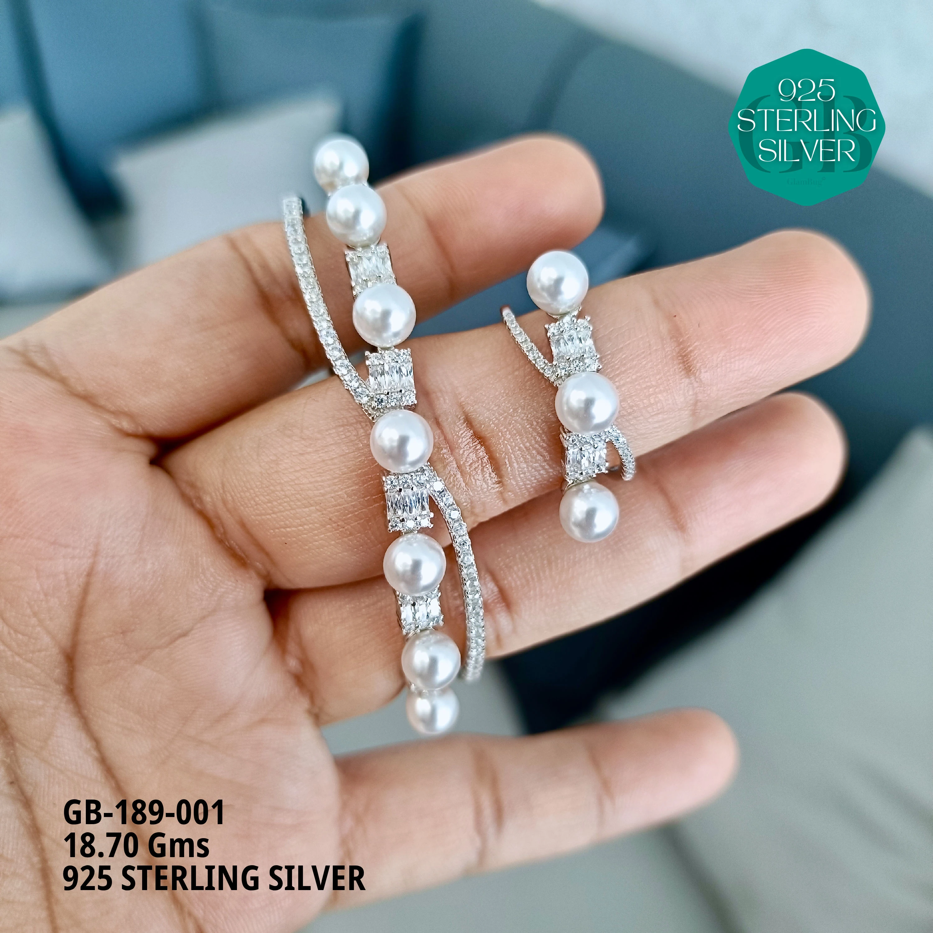 GLAMKADA PEARL - Premium 925 Silver Jewellery - SKU: GB-189-001 - Hyderabad Silver Importers