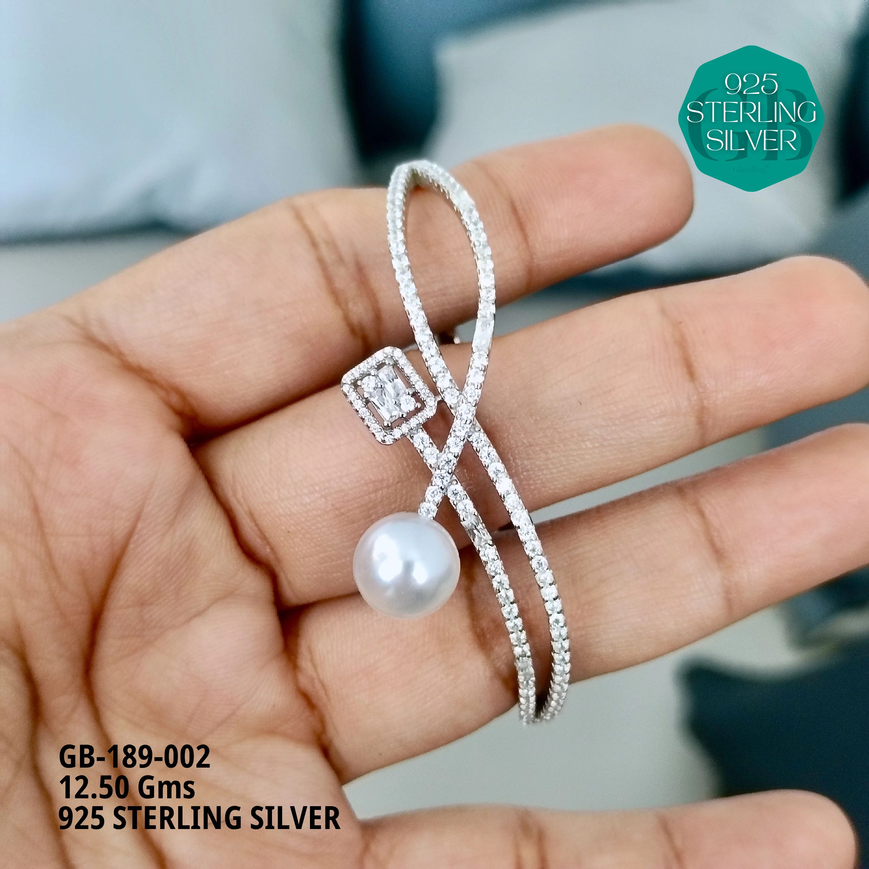 GLAMKADA PEARL - Premium 925 Silver Jewellery - SKU: GB-189-002 - Hyderabad Silver Importers