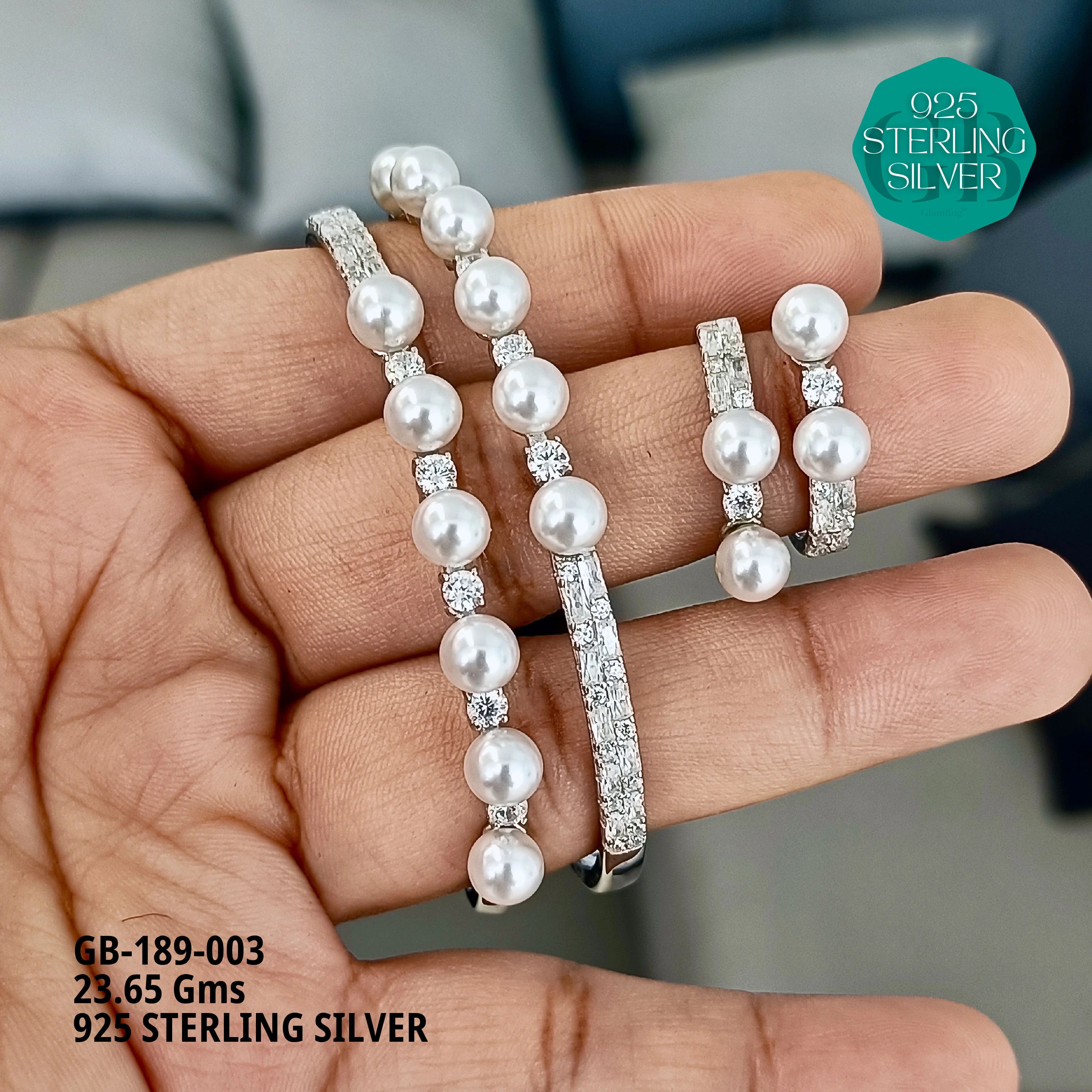 GLAMKADA PEARL - Premium 925 Silver Jewellery - SKU: GB-189-003 - Hyderabad Silver Importers