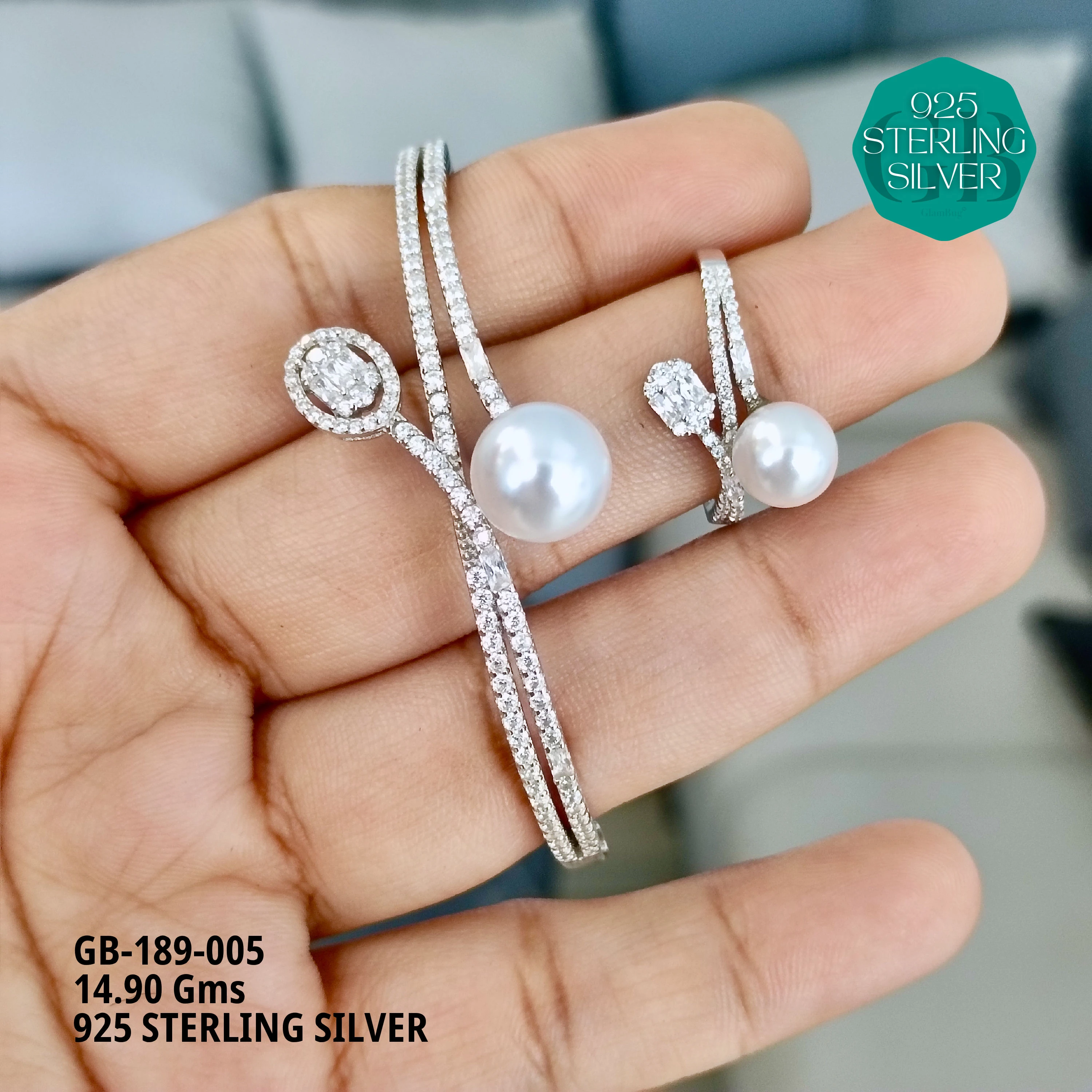 GLAMKADA PEARL - Premium 925 Silver Jewellery - SKU: GB-189-005 - Hyderabad Silver Importers